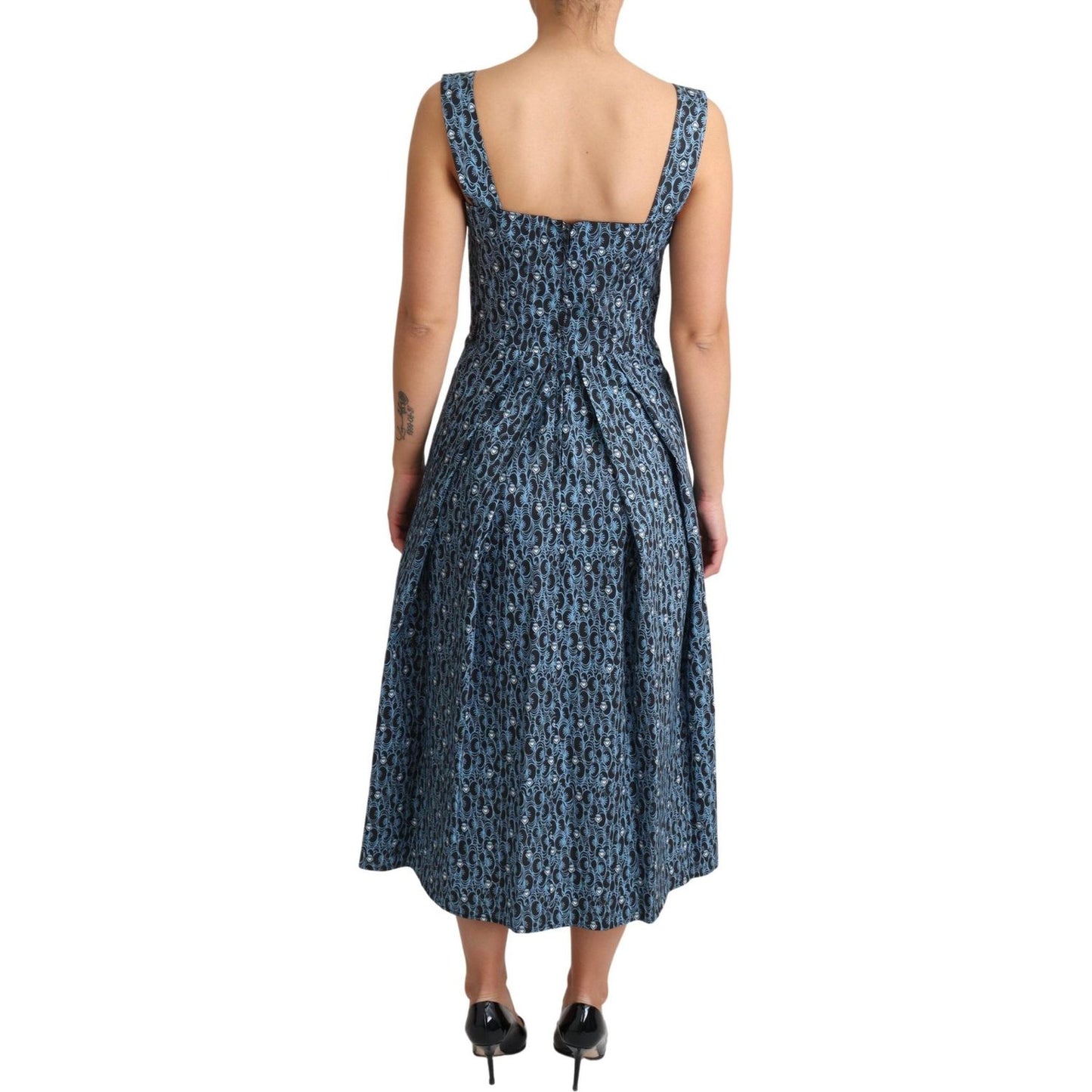 Dolce & Gabbana Elegant Sleeveless A-line Blue Heart Dress Dolce & Gabbana Dark Slate Gray