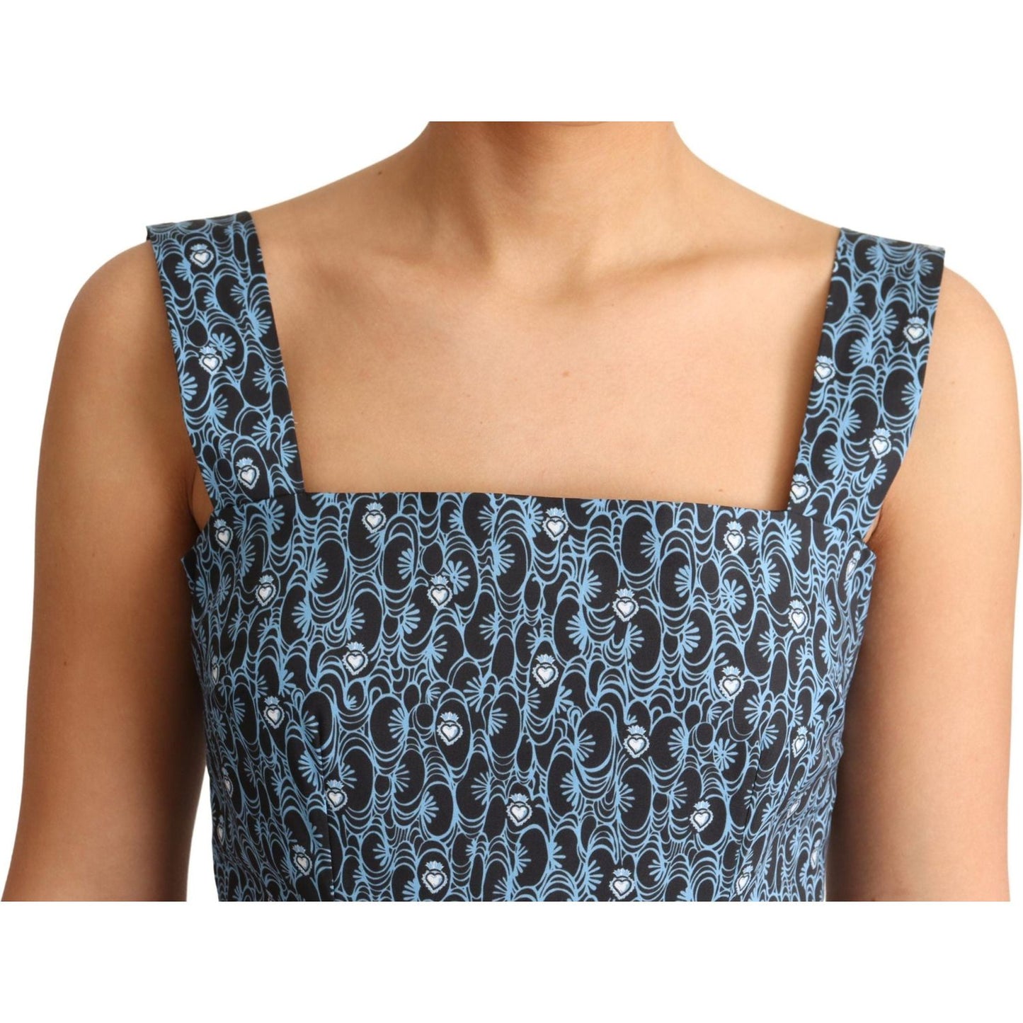 Dolce & Gabbana Elegant Sleeveless A-line Blue Heart Dress Dolce & Gabbana Tan