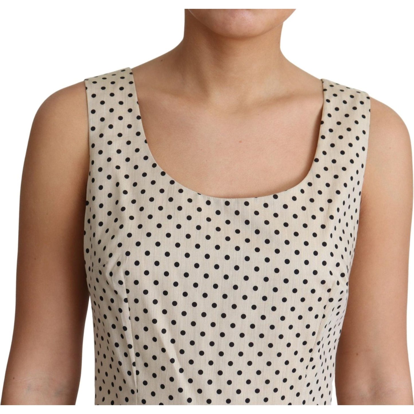 Dolce & Gabbana Elegant Polka Dot Sleeveless A-Line Dress Dresses Dolce & Gabbana Rosy Brown