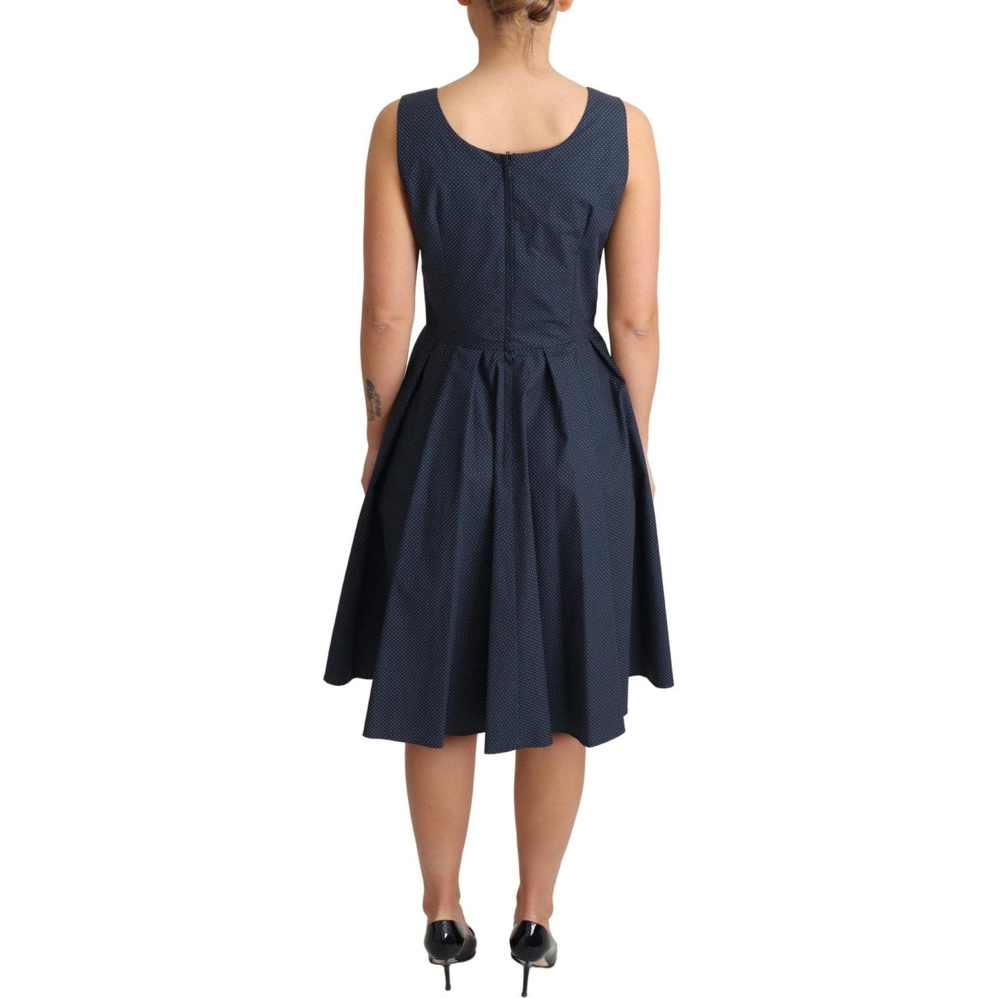 Dolce & Gabbana Elegant Polka-Dotted Blue A-Line Dress Dolce & Gabbana Dark Slate Gray