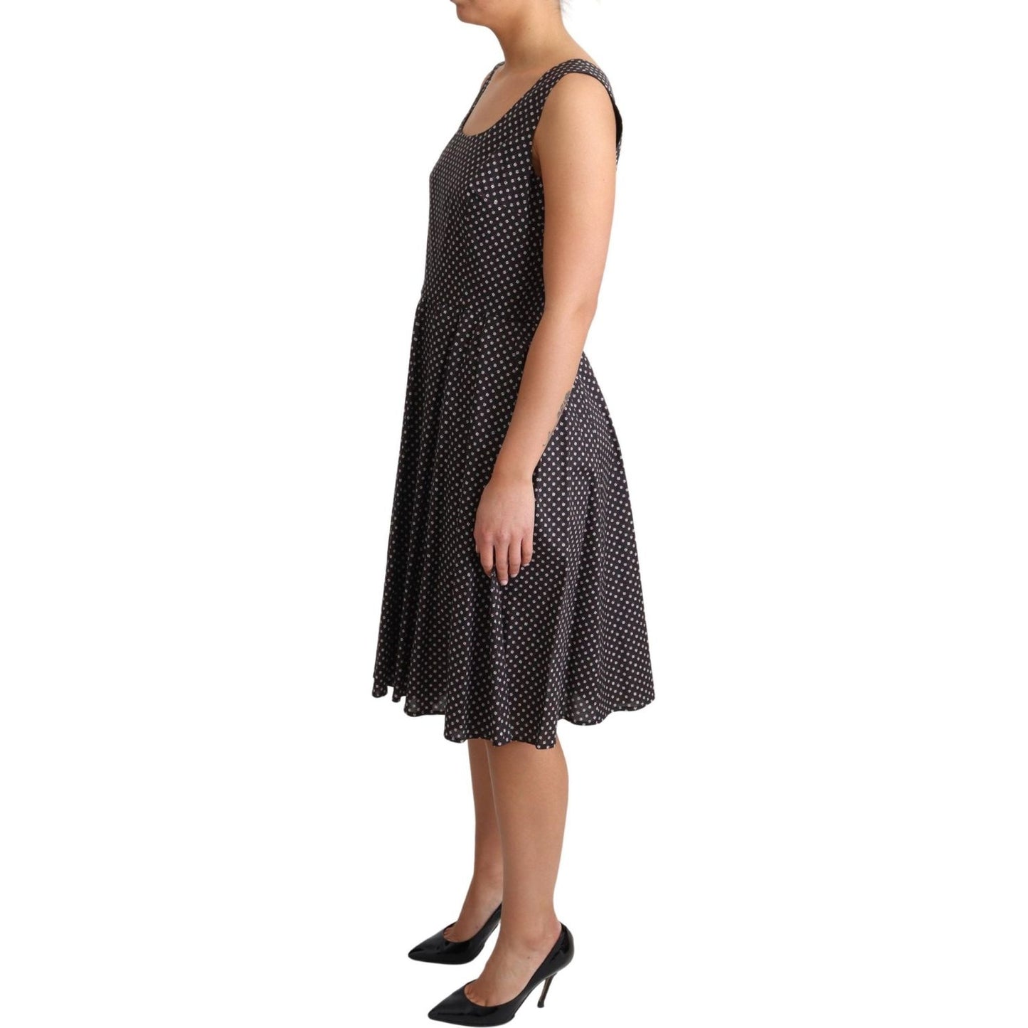 Dolce & Gabbana Elegant Floral A-Line Sleeveless Dress Dresses Dolce & Gabbana Tan