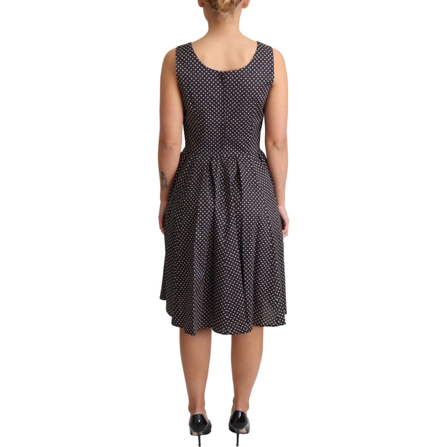 Dolce & Gabbana Elegant Floral A-Line Sleeveless Dress Dresses Dolce & Gabbana Dark Slate Gray