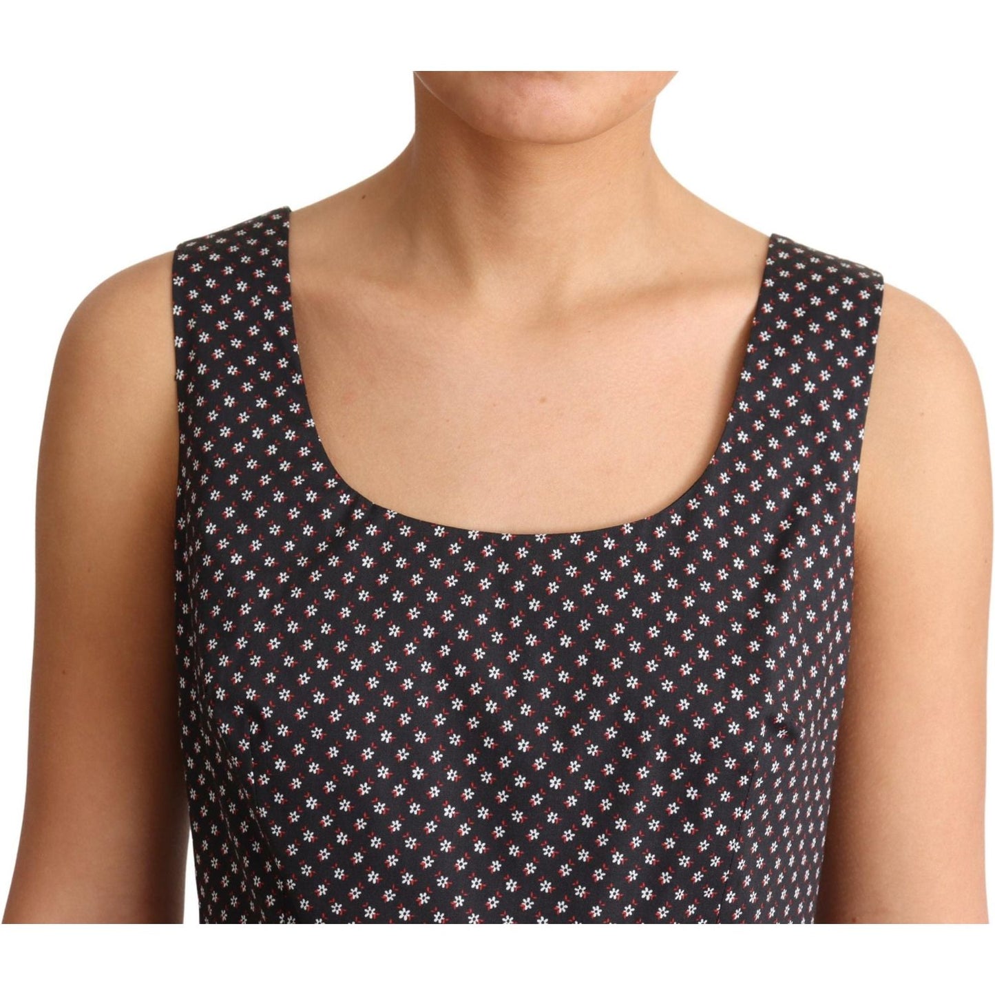 Dolce & Gabbana Elegant Floral A-Line Sleeveless Dress Dresses Dolce & Gabbana Dark Slate Gray