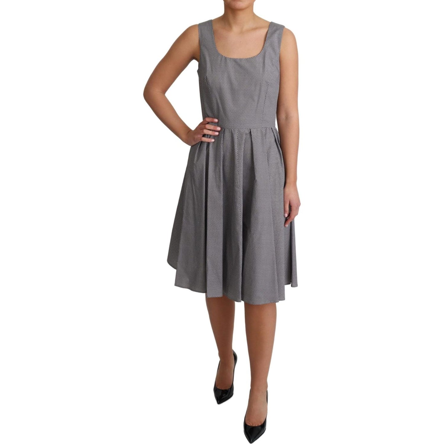 Dolce & Gabbana Sleeveless Geometric A-Line Dress Dolce & Gabbana Dim Gray
