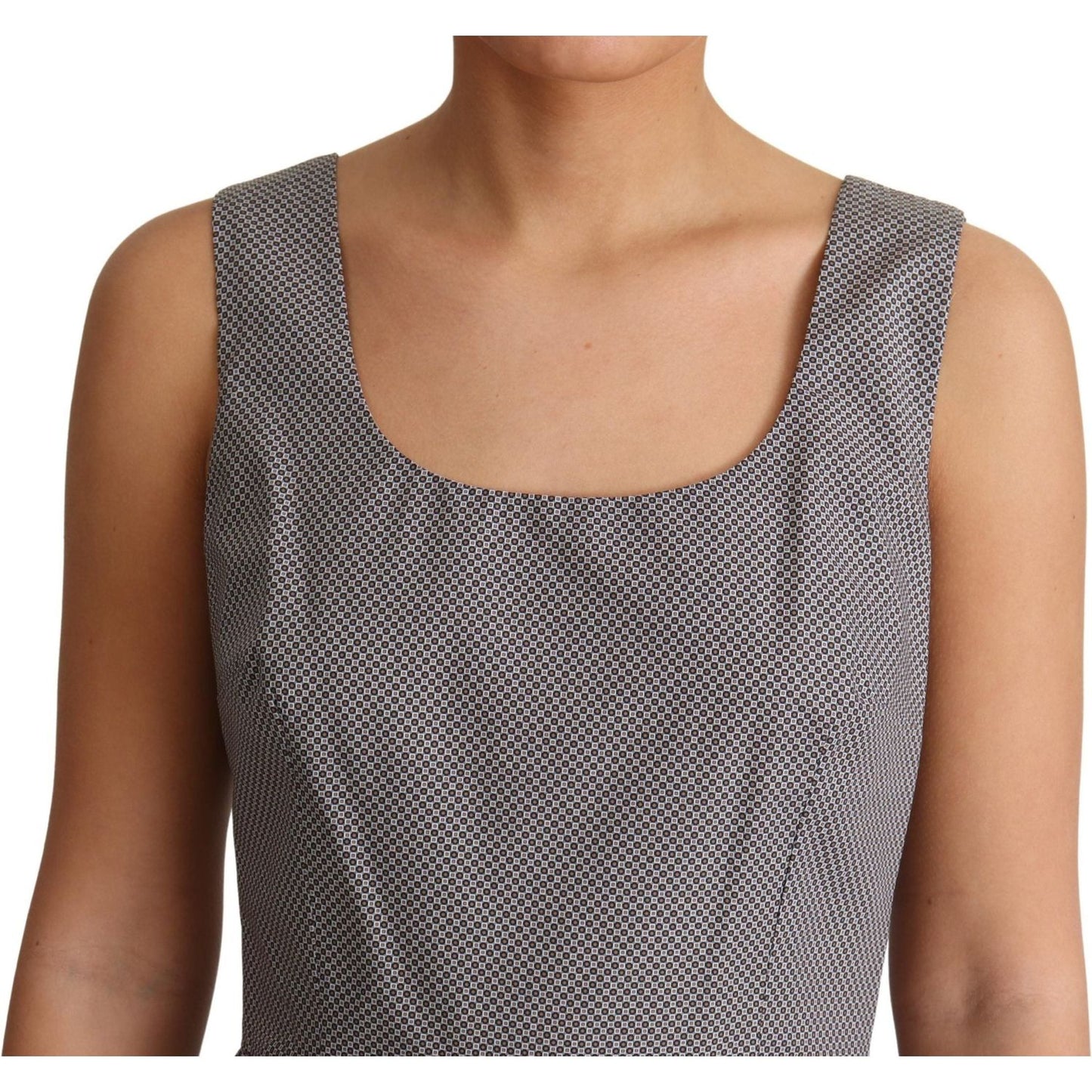 Dolce & Gabbana Sleeveless Geometric A-Line Dress Dolce & Gabbana Dim Gray
