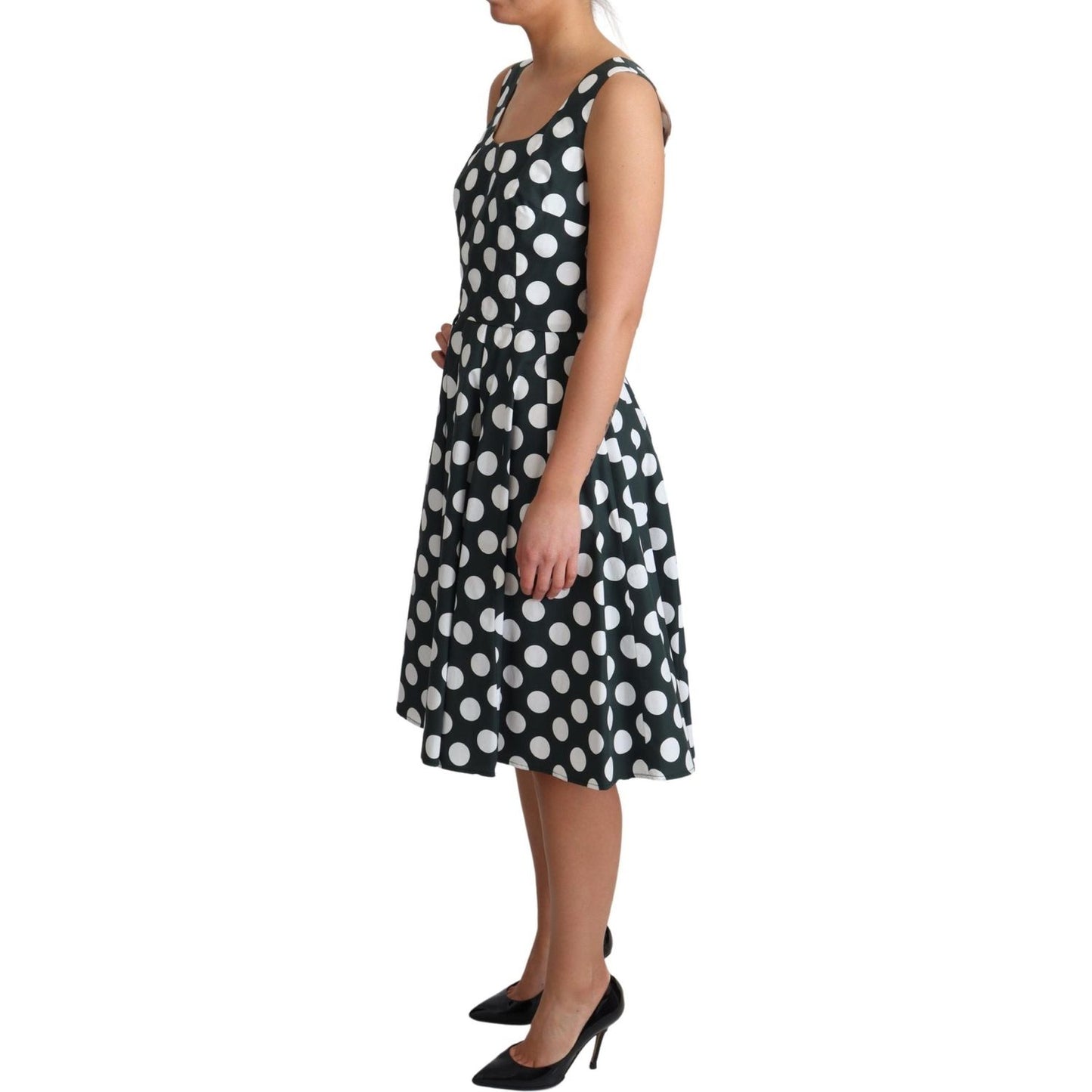 Dolce & Gabbana Chic Polka Dot A-line Sleeveless Dress Dolce & Gabbana Rosy Brown