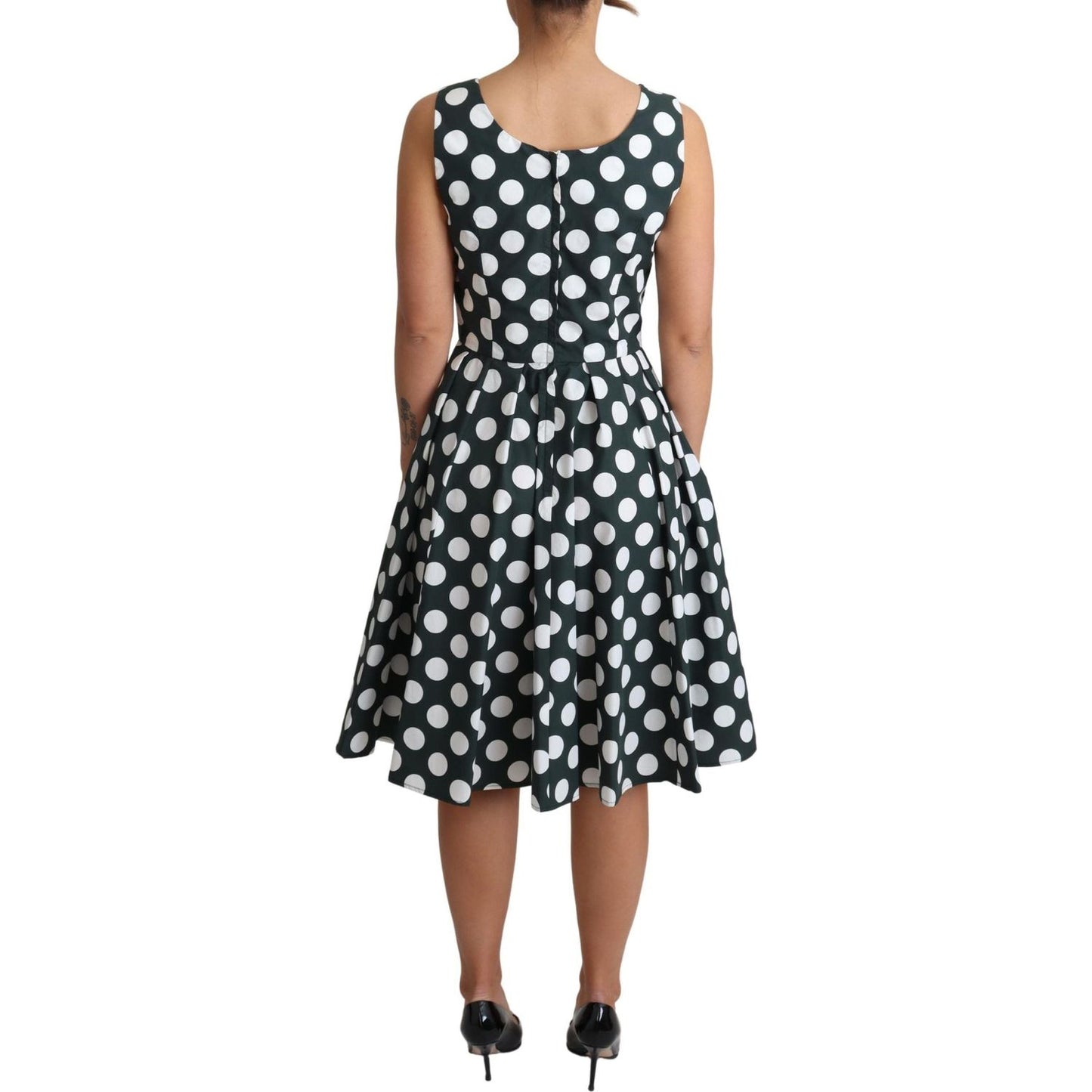 Dolce & Gabbana Chic Polka Dot A-line Sleeveless Dress Dolce & Gabbana Dark Slate Gray