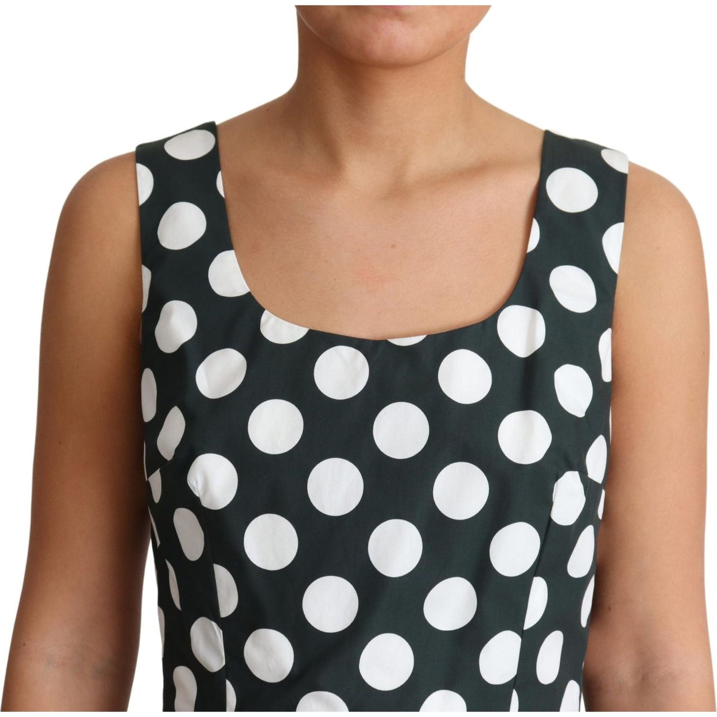 Dolce & Gabbana Chic Polka Dot A-line Sleeveless Dress Dolce & Gabbana Dark Slate Gray