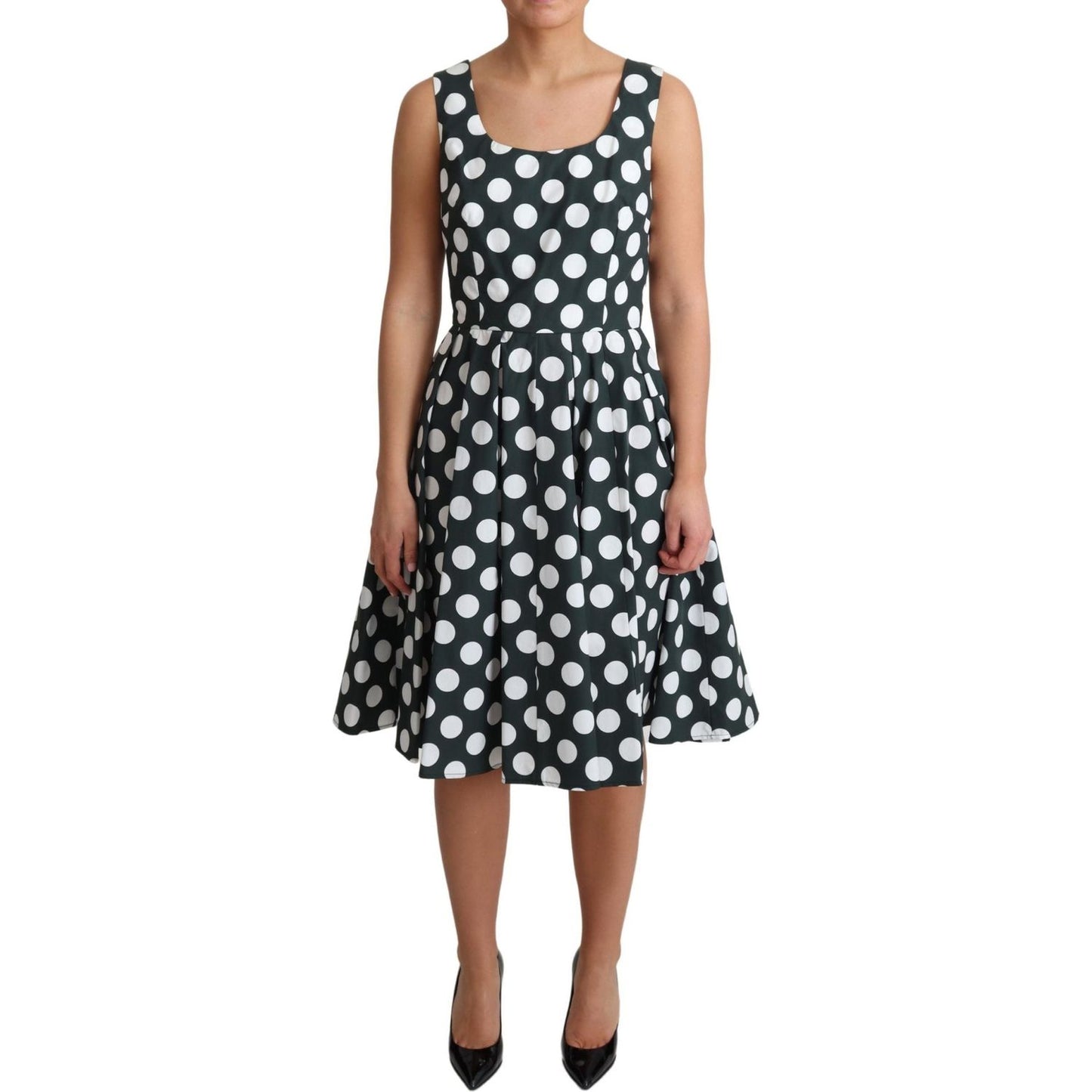 Dolce & Gabbana Chic Polka Dot A-line Sleeveless Dress Dolce & Gabbana Tan