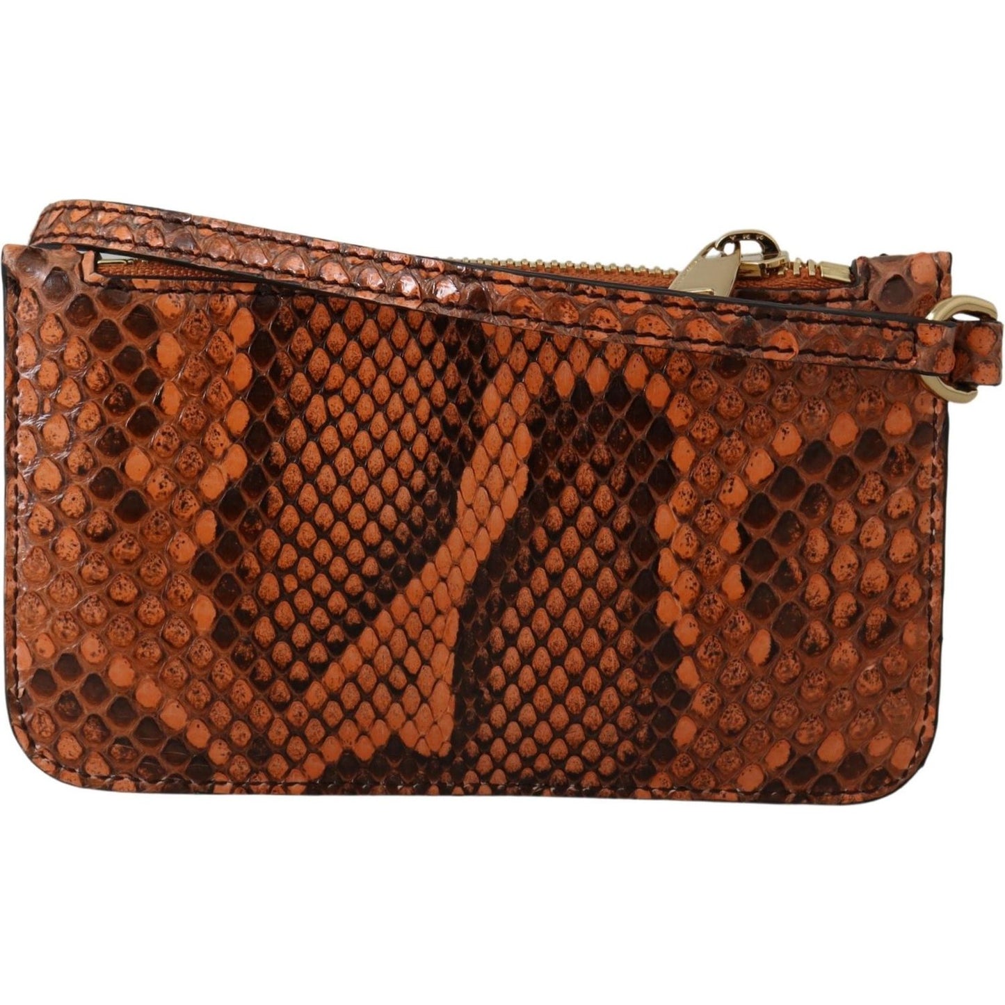 Dolce & Gabbana Elegant Python Patterned Leather Wristlet Dolce & Gabbana Saddle Brown