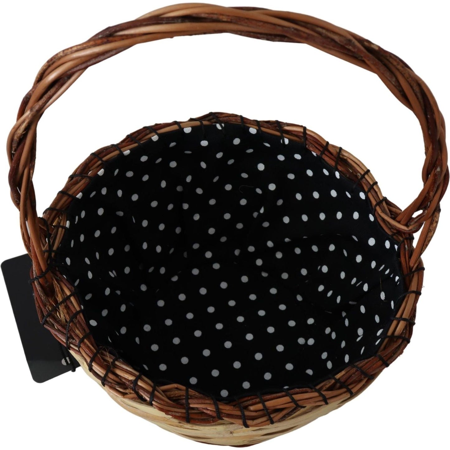 Dolce & Gabbana Chic Beige Wicker Basket Tote Bag Dolce & Gabbana Black
