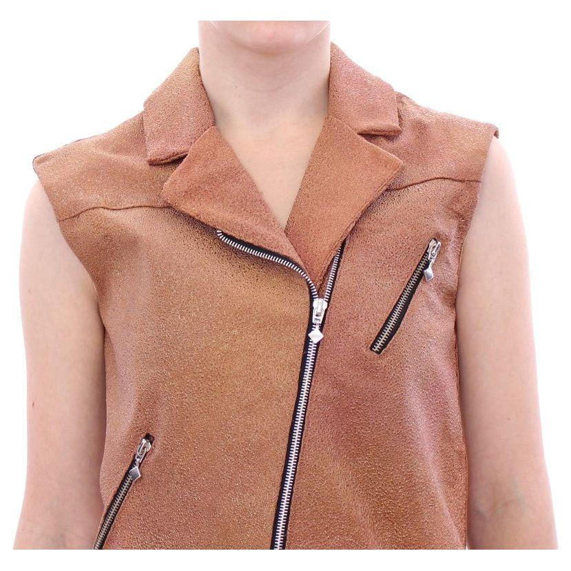 La Maison du Couturier Sleeveless Leather Couture Vest in Rich Brown Coats & Jackets La Maison du Couturier Rosy Brown