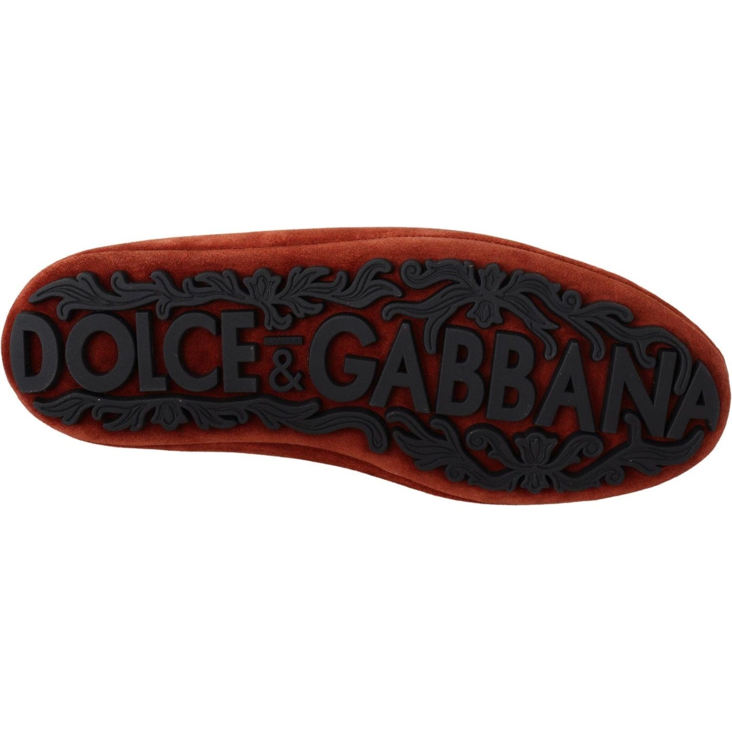 Dolce & Gabbana Opulent Orange Leather Loafers with Gold Embroidery Dolce & Gabbana Black
