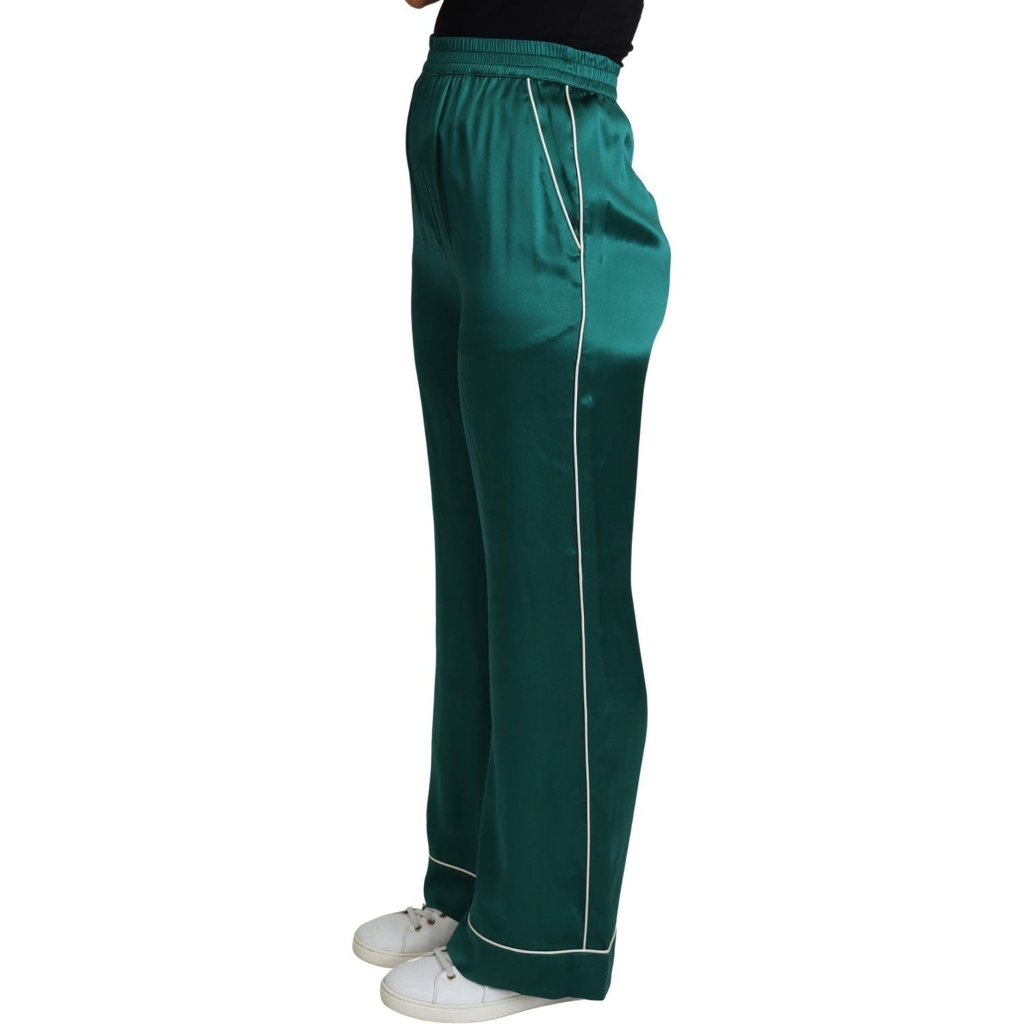 Dolce & Gabbana Exquisite Silk Pajama Trousers in Lush Green Dolce & Gabbana Dark Slate Gray