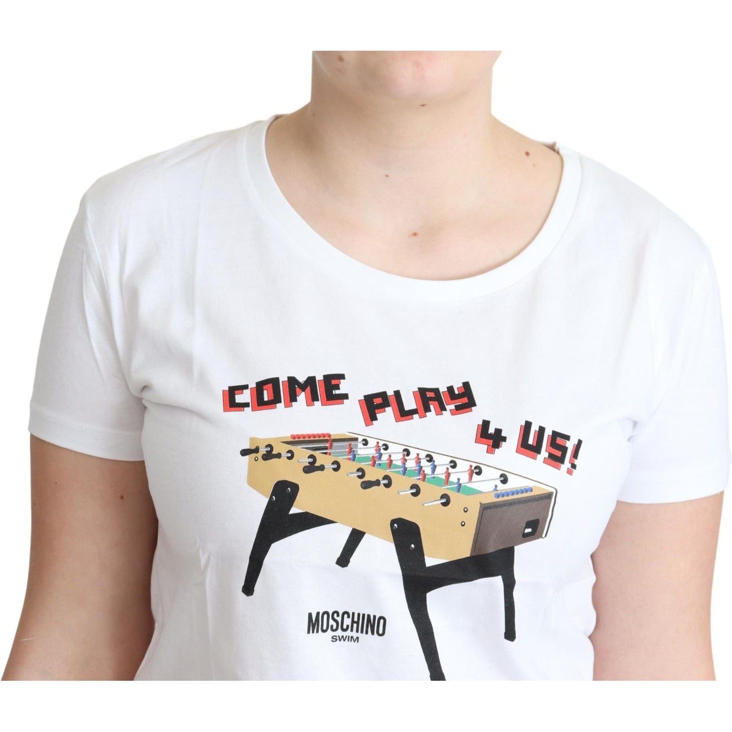 Moschino Chic Cotton Round Neck Tee with Playful Print Moschino Lavender