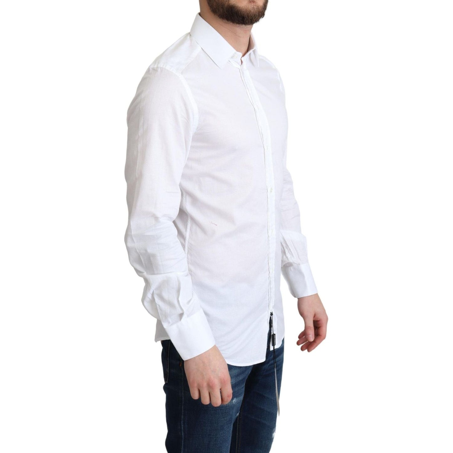 Dolce & Gabbana Elegant White Cotton Dress Shirt Slim Fit Dolce & Gabbana Lavender