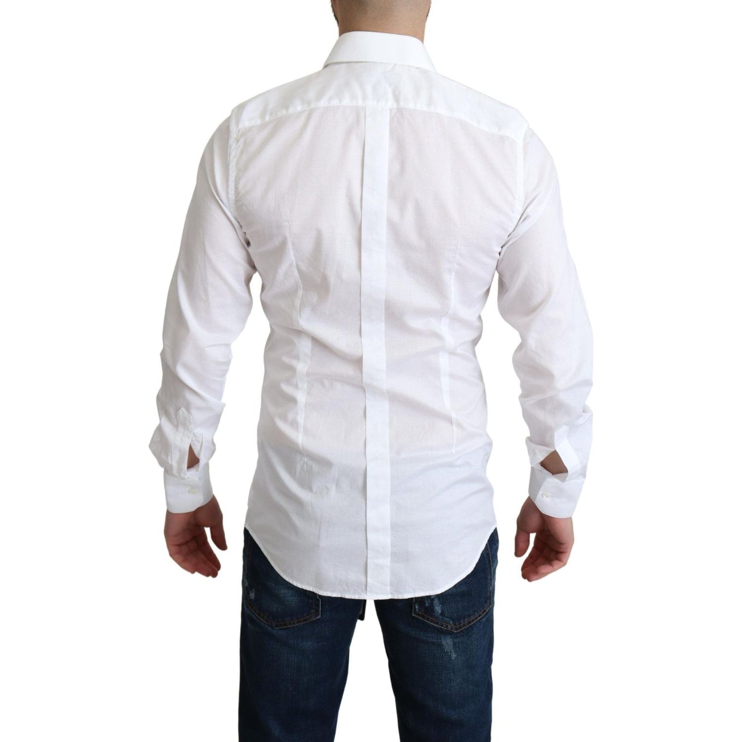 Dolce & Gabbana Elegant White Cotton Dress Shirt Slim Fit Dolce & Gabbana Light Gray