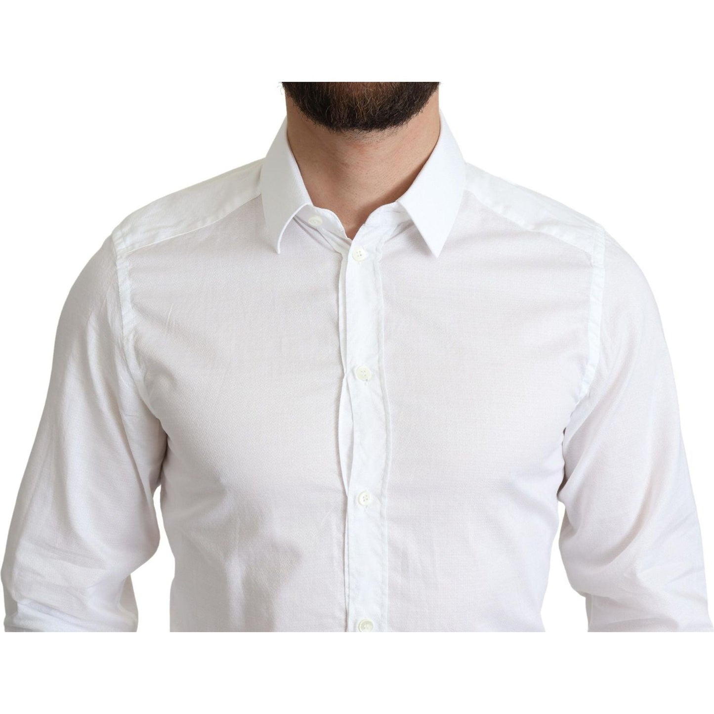 Dolce & Gabbana Elegant White Cotton Dress Shirt Slim Fit Dolce & Gabbana Light Gray