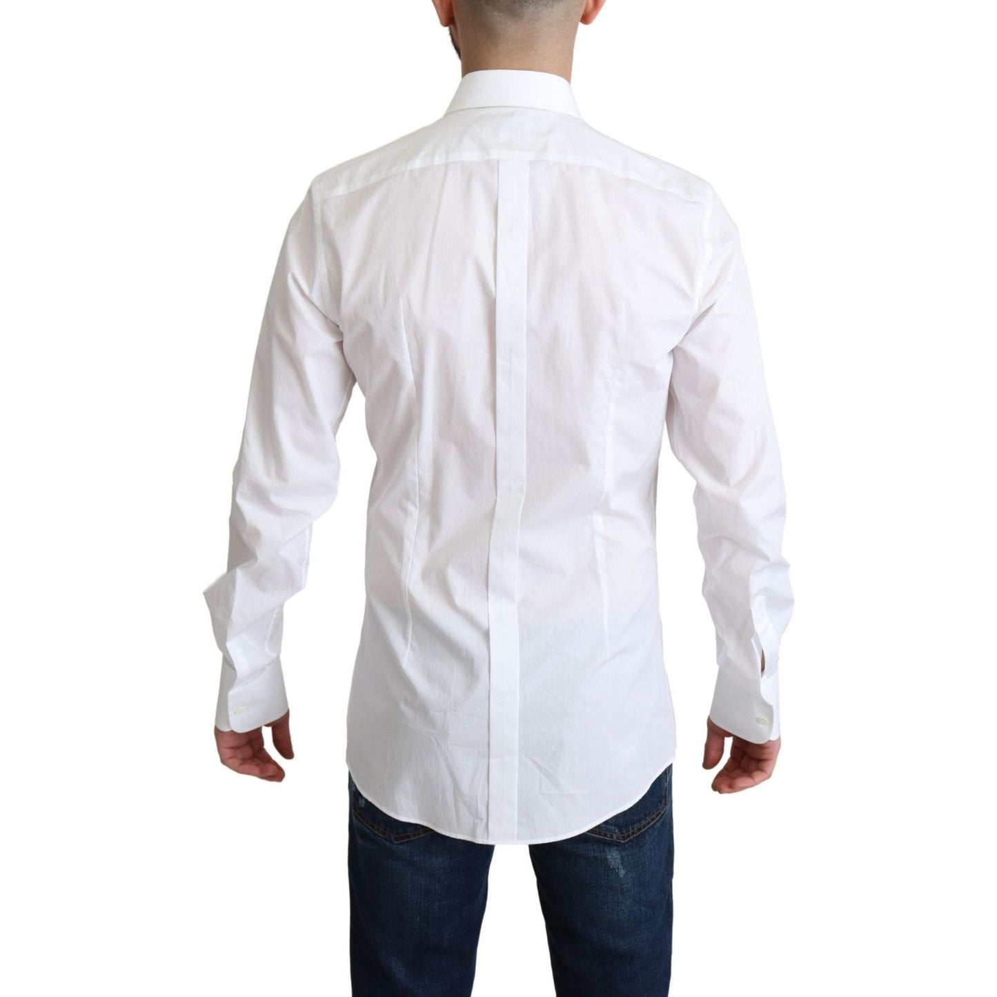 Dolce & Gabbana Elegant White Cotton Bib Dress Shirt Dolce & Gabbana Light Gray