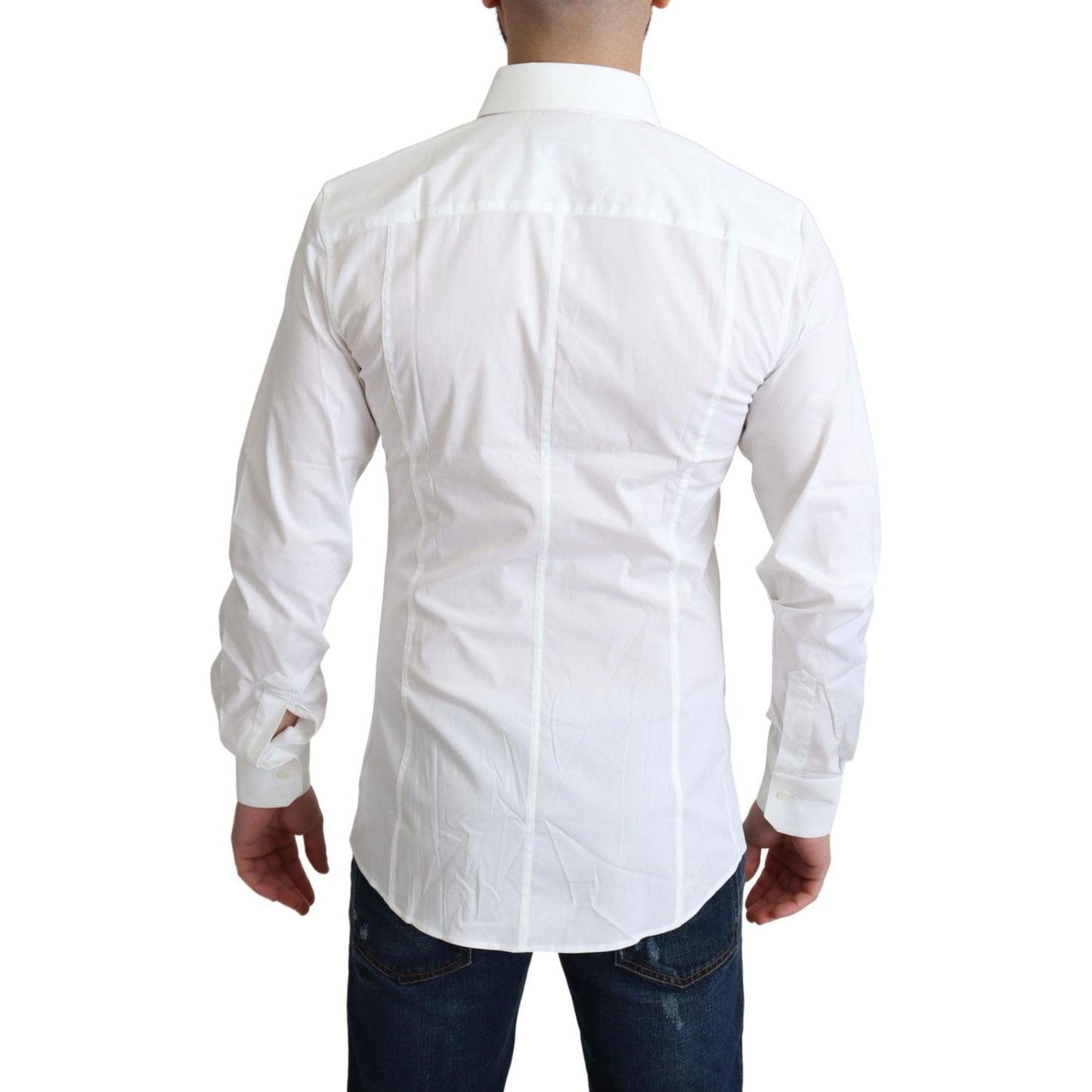 Dolce & Gabbana Elegant White Cotton Stretch Dress Shirt Dolce & Gabbana Light Gray