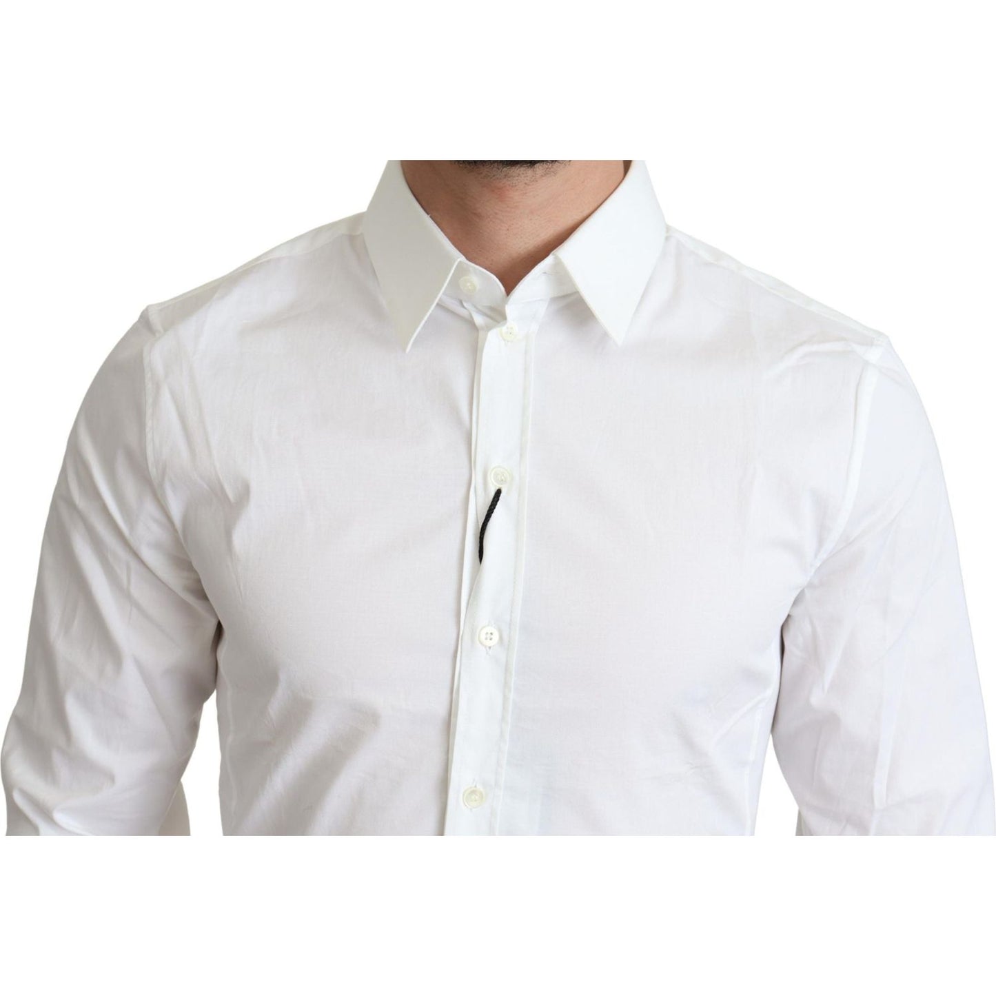 Dolce & Gabbana Elegant White Cotton Stretch Dress Shirt Dolce & Gabbana Light Gray