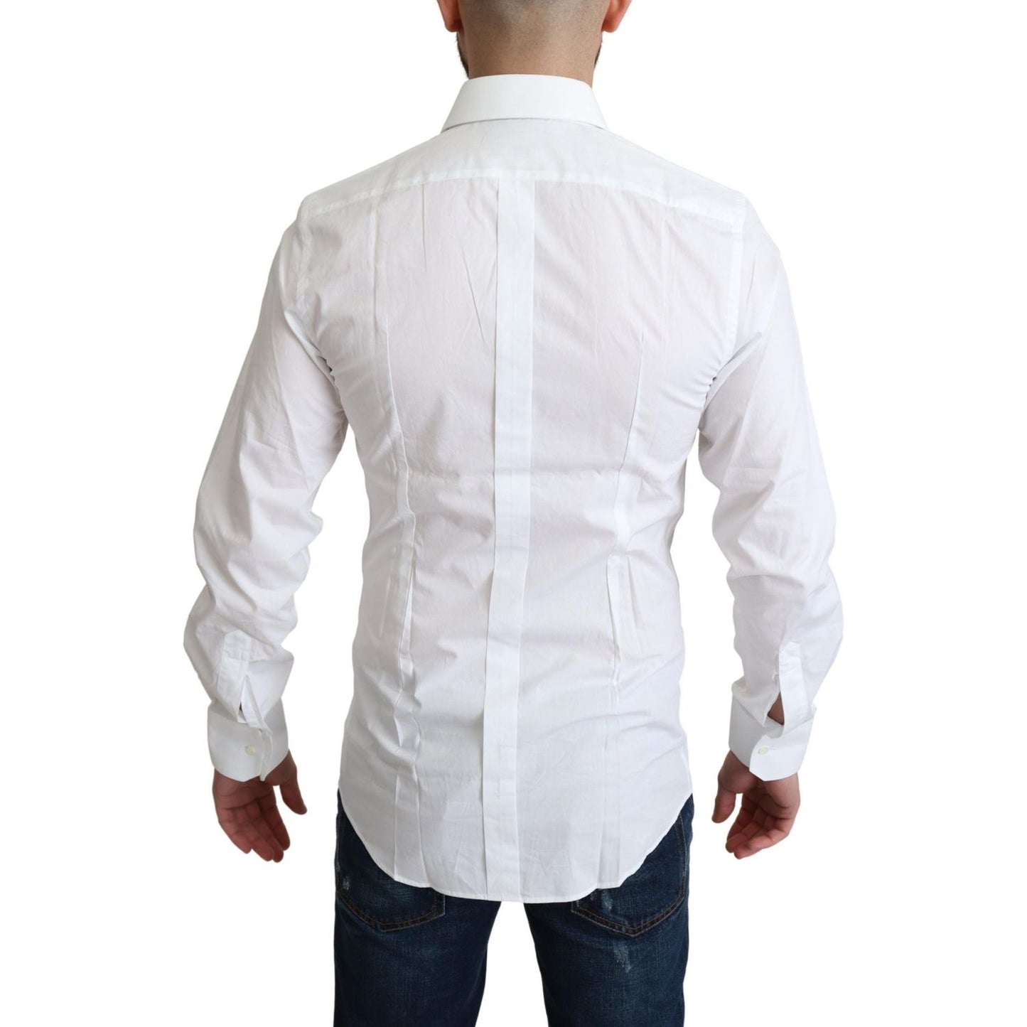 Dolce & Gabbana Elegant White Cotton Dress Shirt Dolce & Gabbana Light Gray