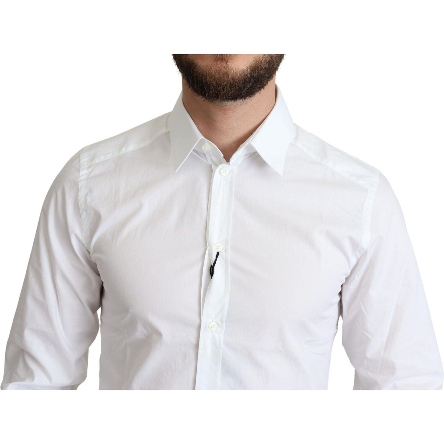 Dolce & Gabbana Elegant White Cotton Dress Shirt Dolce & Gabbana Light Gray