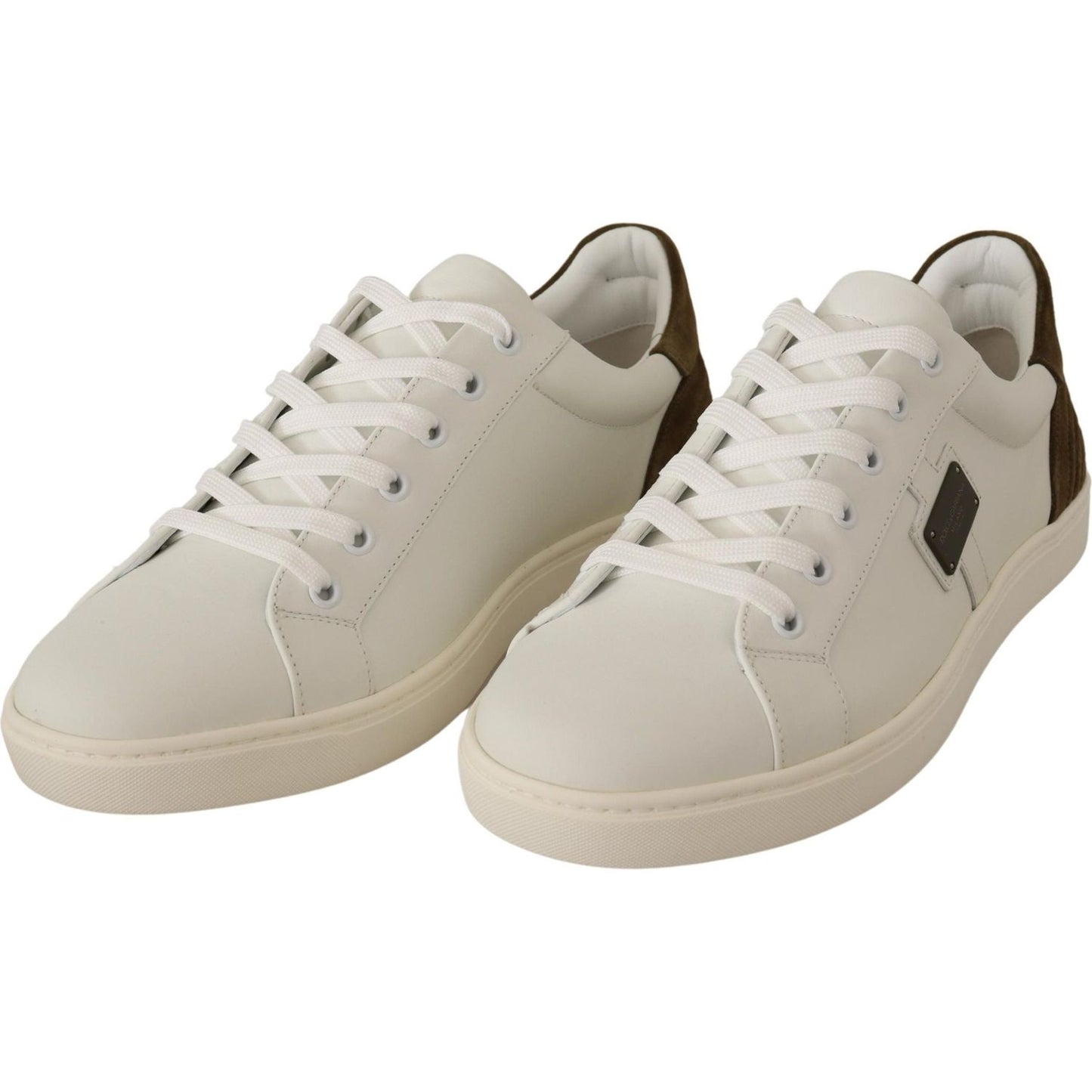 Dolce & Gabbana Chic White Leather Sneakers for Men Dolce & Gabbana Dark Gray