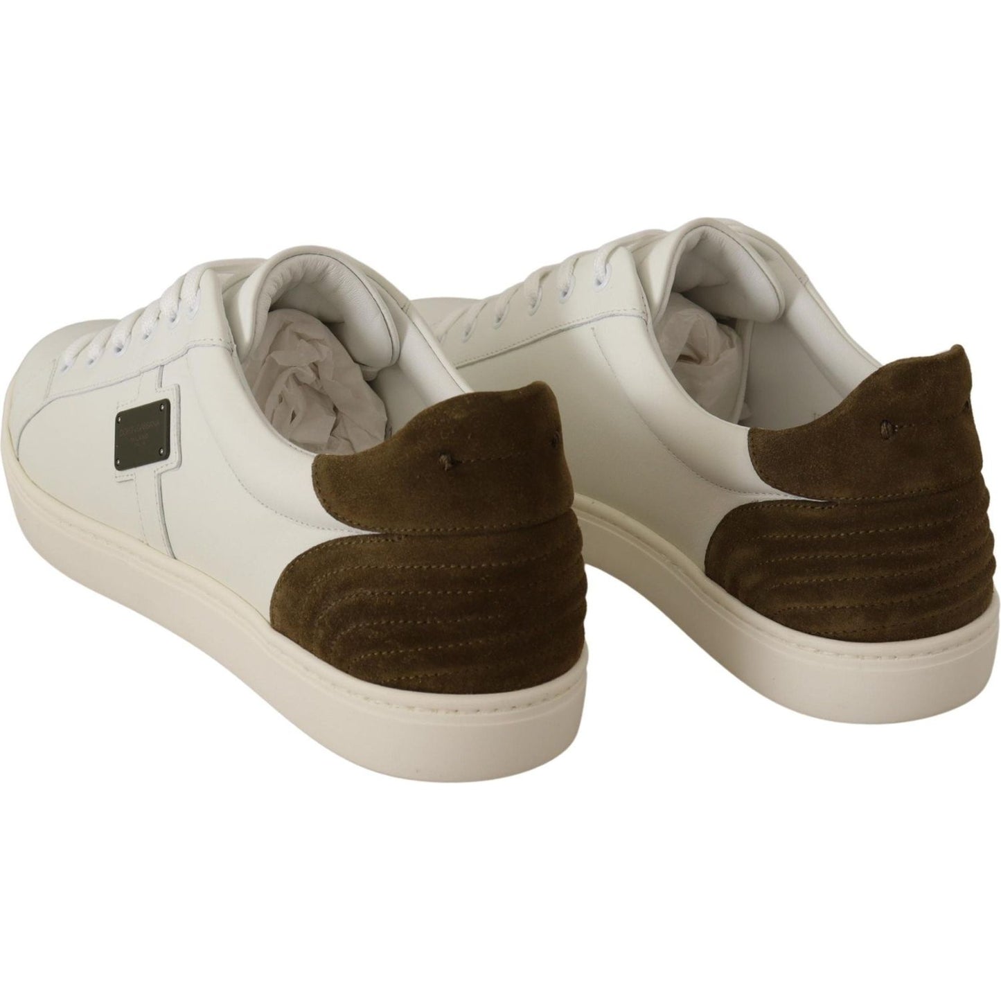 Dolce & Gabbana Chic White Leather Sneakers for Men Dolce & Gabbana Dark Slate Gray