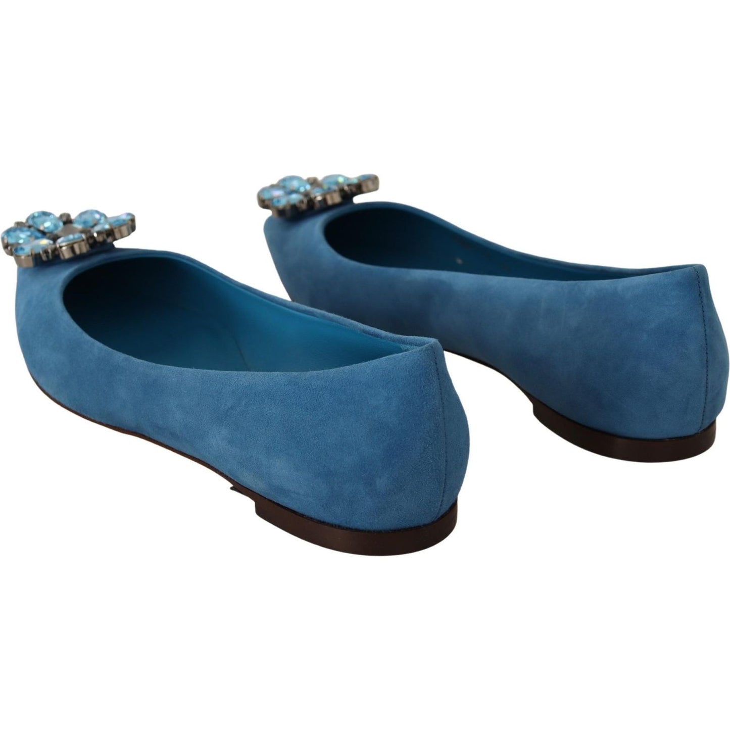 Dolce & Gabbana Elegant Crystal-Embellished Suede Flats Dolce & Gabbana Dark Slate Gray