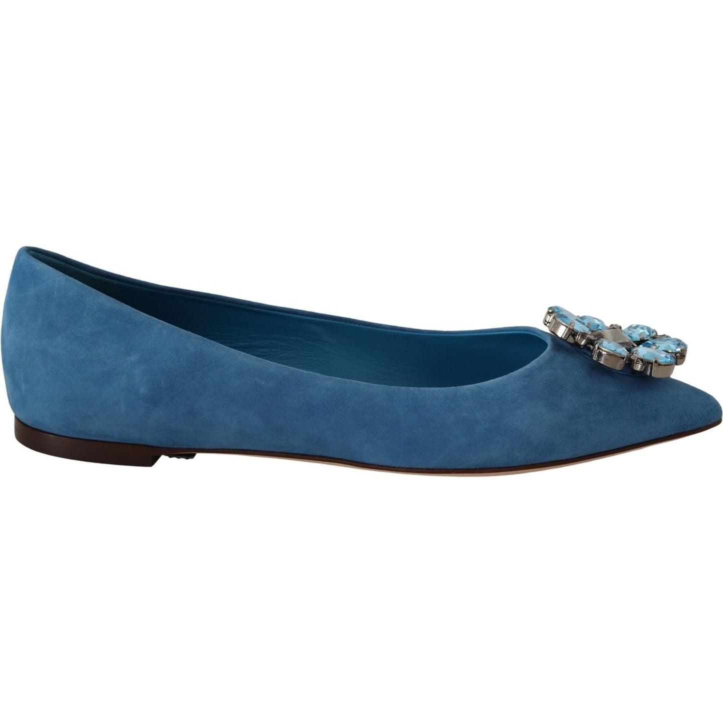 Dolce & Gabbana Elegant Crystal-Embellished Suede Flats Dolce & Gabbana Dark Slate Gray