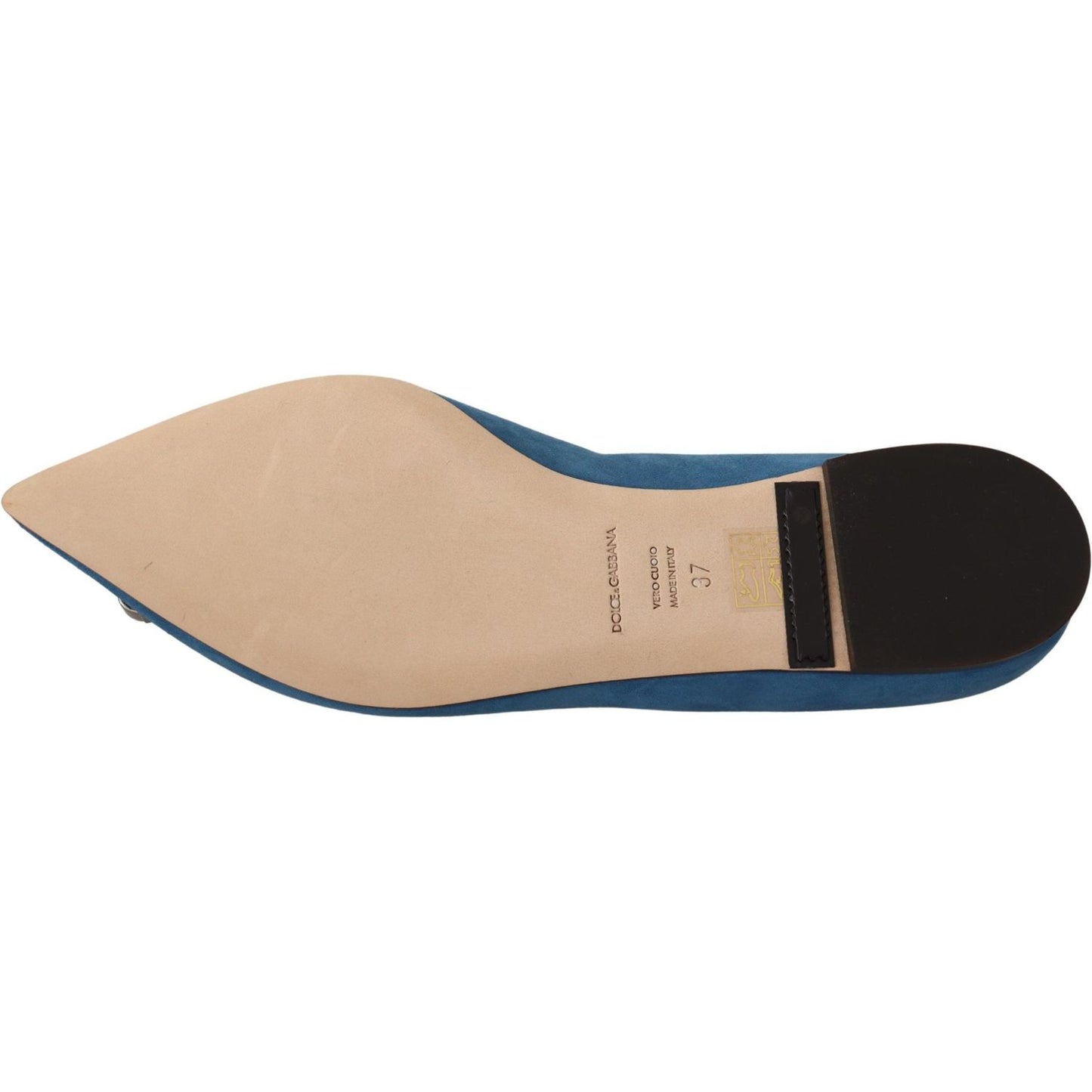 Dolce & Gabbana Elegant Crystal-Embellished Suede Flats Dolce & Gabbana Tan