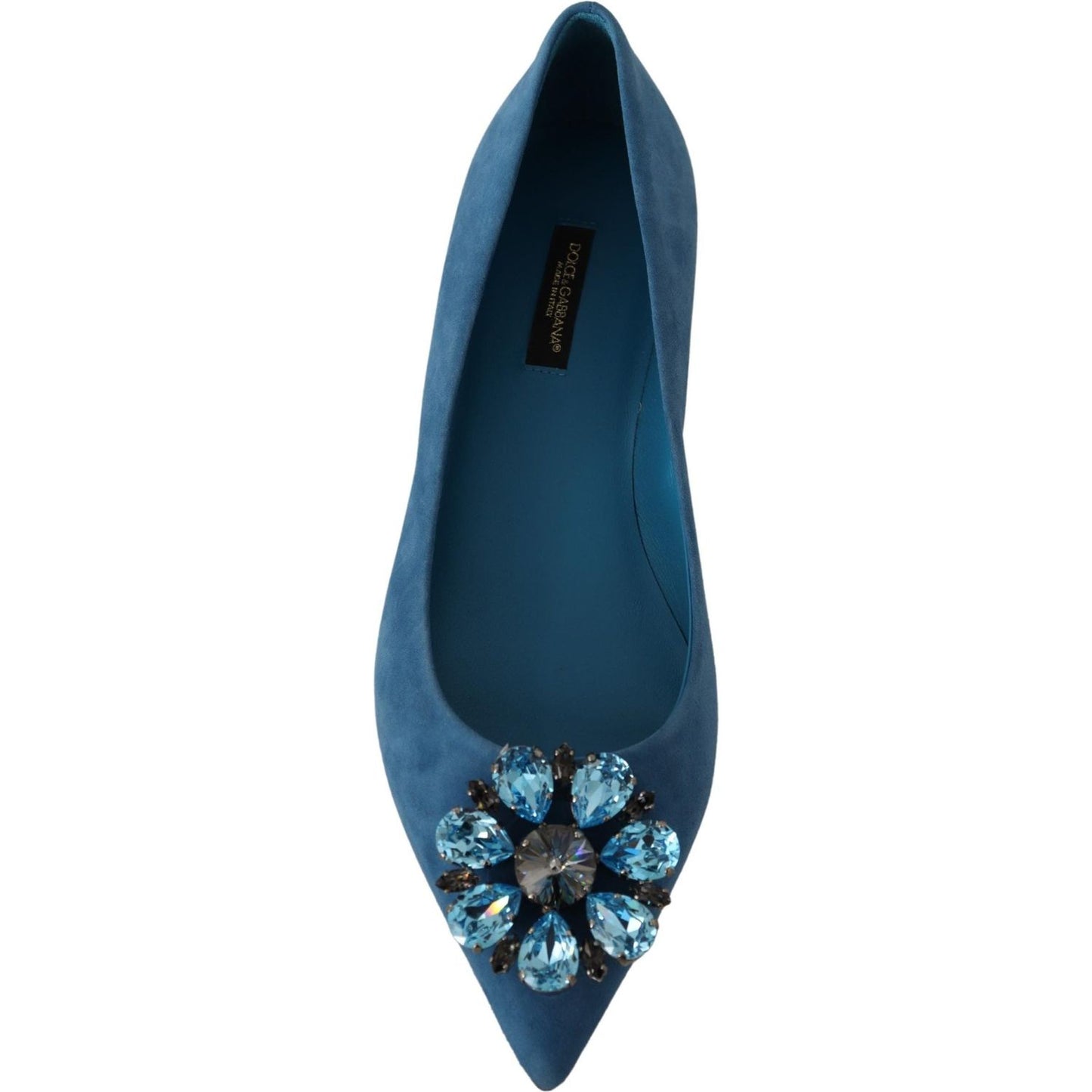 Dolce & Gabbana Elegant Crystal-Embellished Suede Flats Dolce & Gabbana Dark Slate Gray