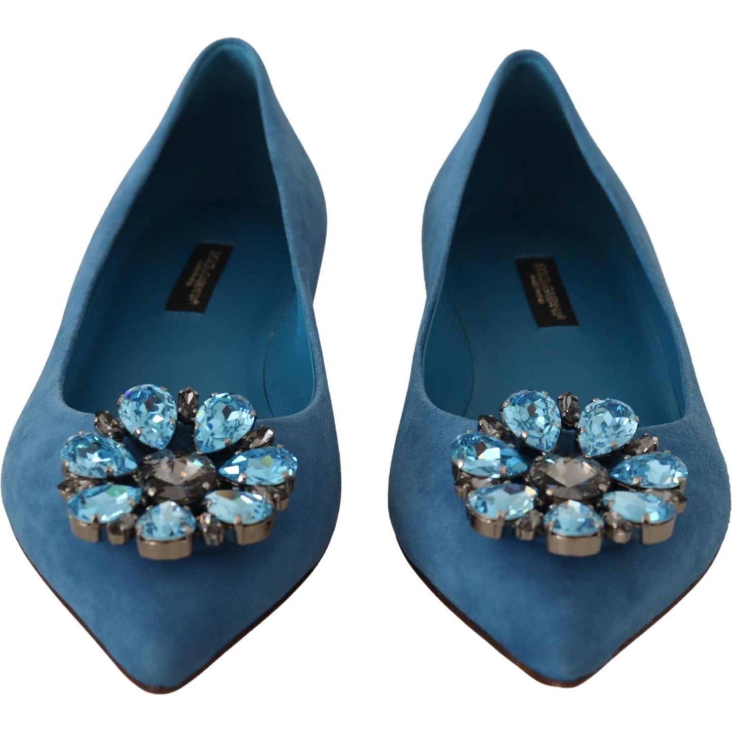 Dolce & Gabbana Elegant Crystal-Embellished Suede Flats Dolce & Gabbana Dark Slate Gray