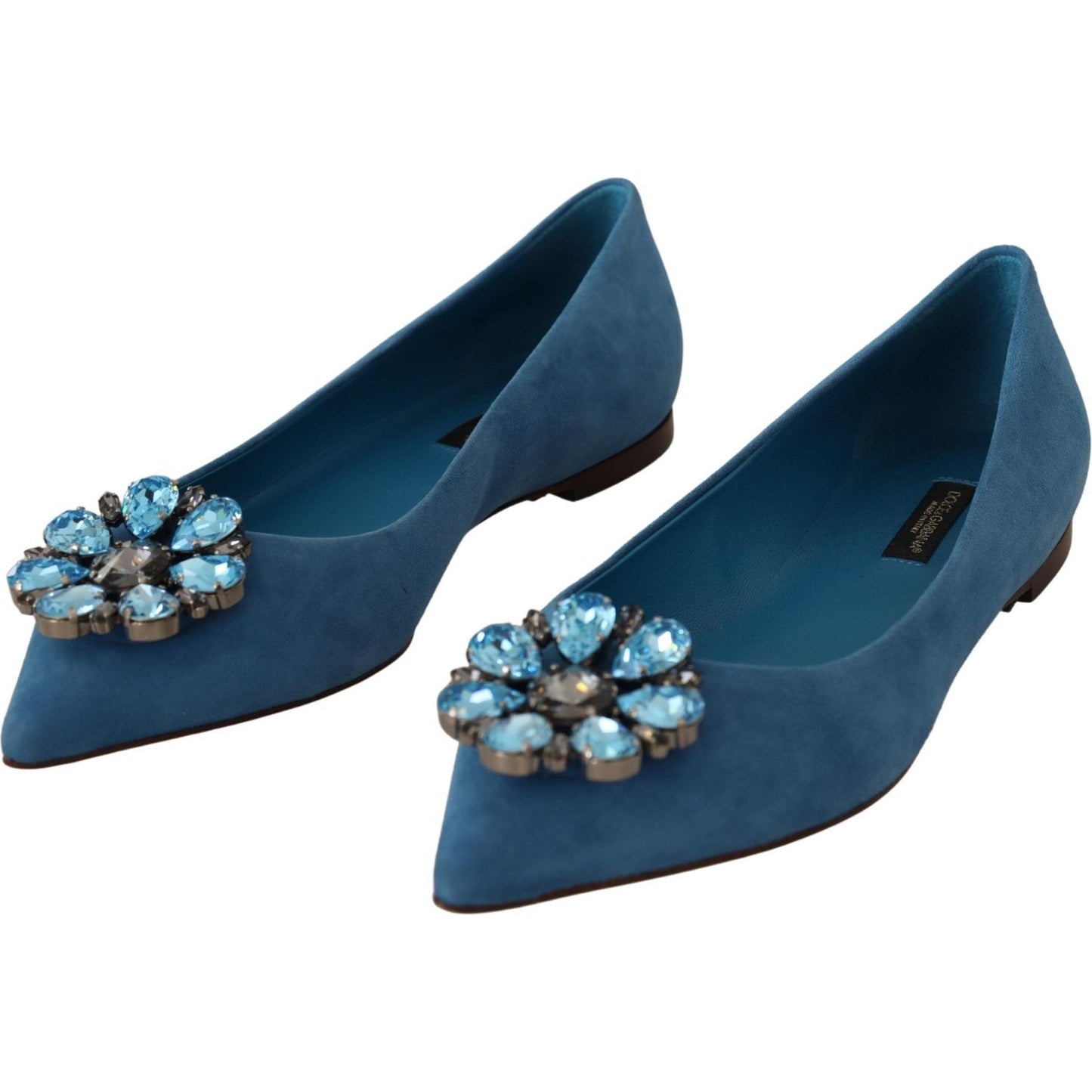 Dolce & Gabbana Elegant Crystal-Embellished Suede Flats Dolce & Gabbana Dark Slate Gray