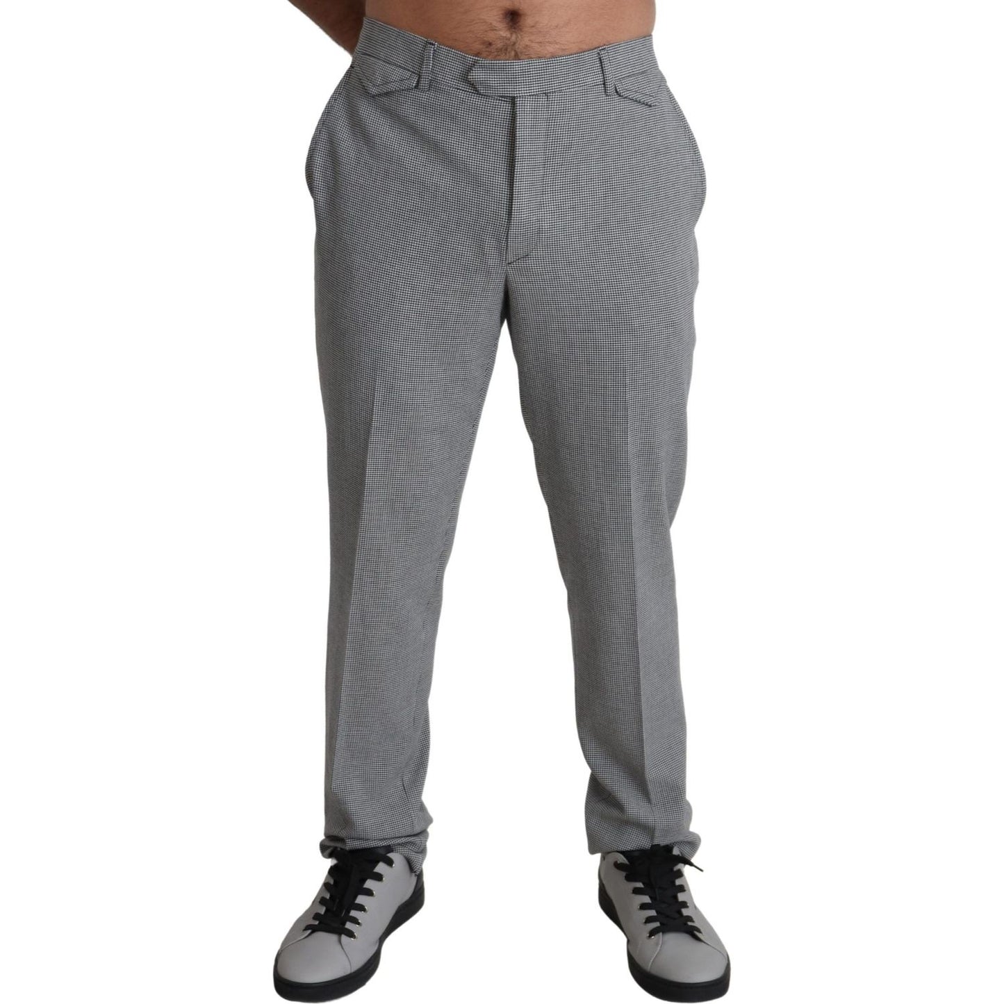 BENCIVENGA Elegant Checkered Wool Formal Trousers BENCIVENGA Dim Gray