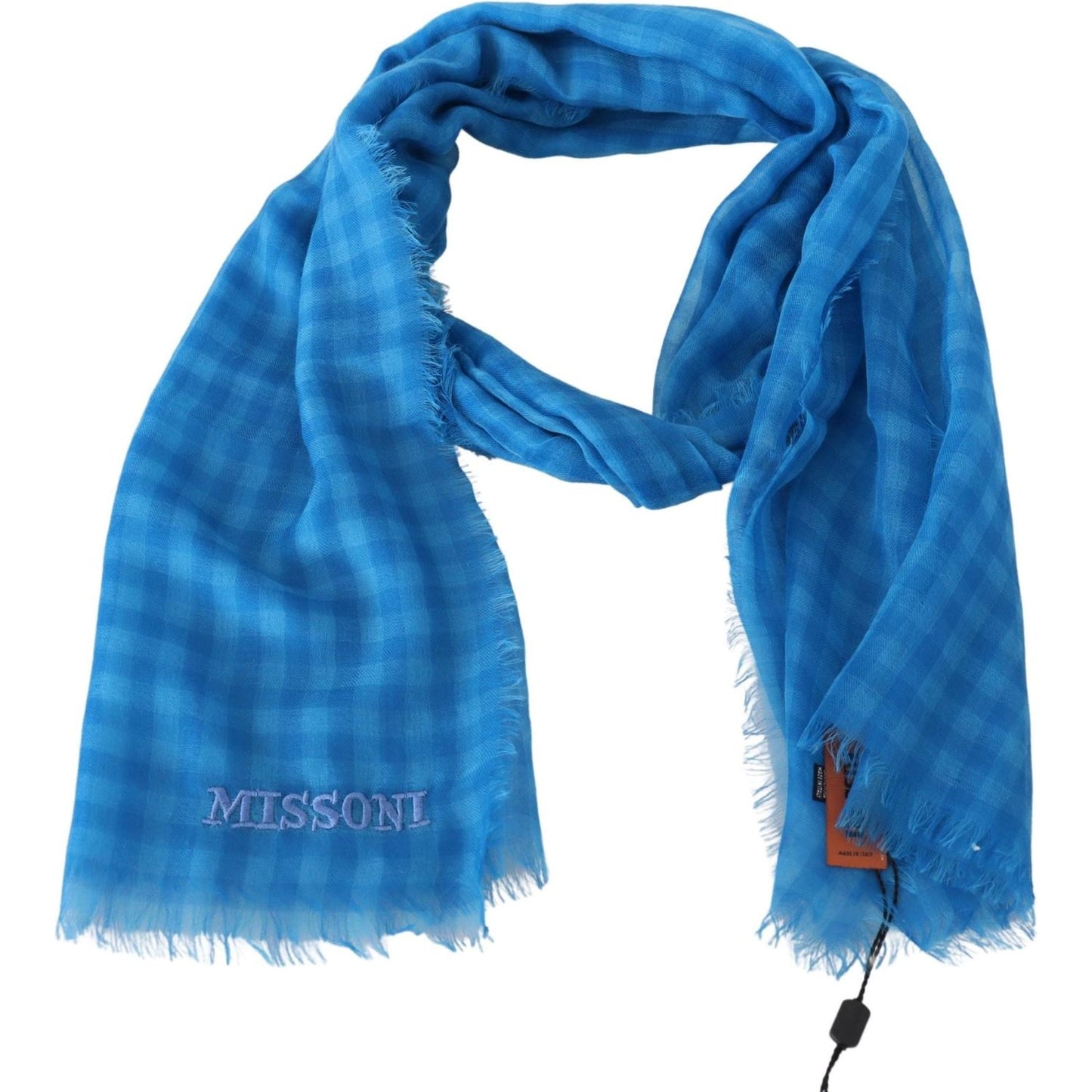 Missoni Chic Checkered Cashmere Scarf Missoni Steel Blue