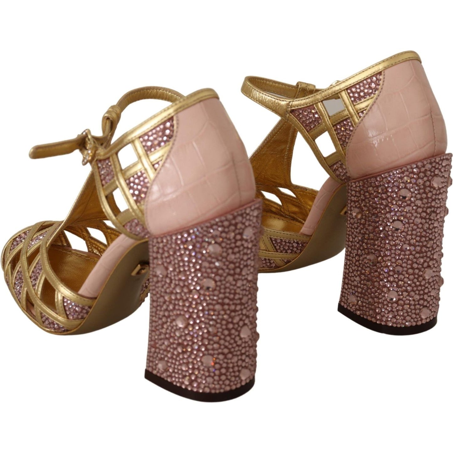 Dolce & Gabbana Silk-Infused Leather Crystal Pumps in Pink Gold Dolce & Gabbana Sienna