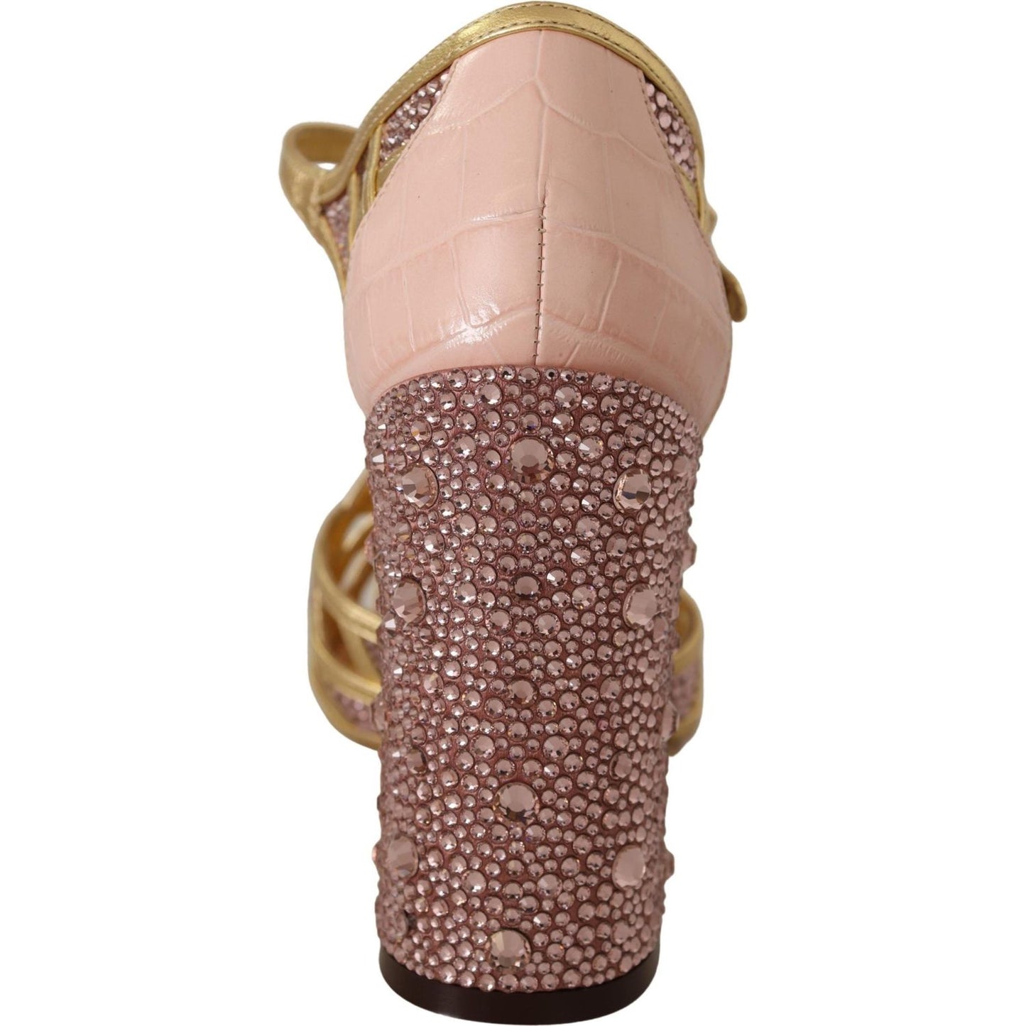 Dolce & Gabbana Silk-Infused Leather Crystal Pumps in Pink Gold Dolce & Gabbana Rosy Brown