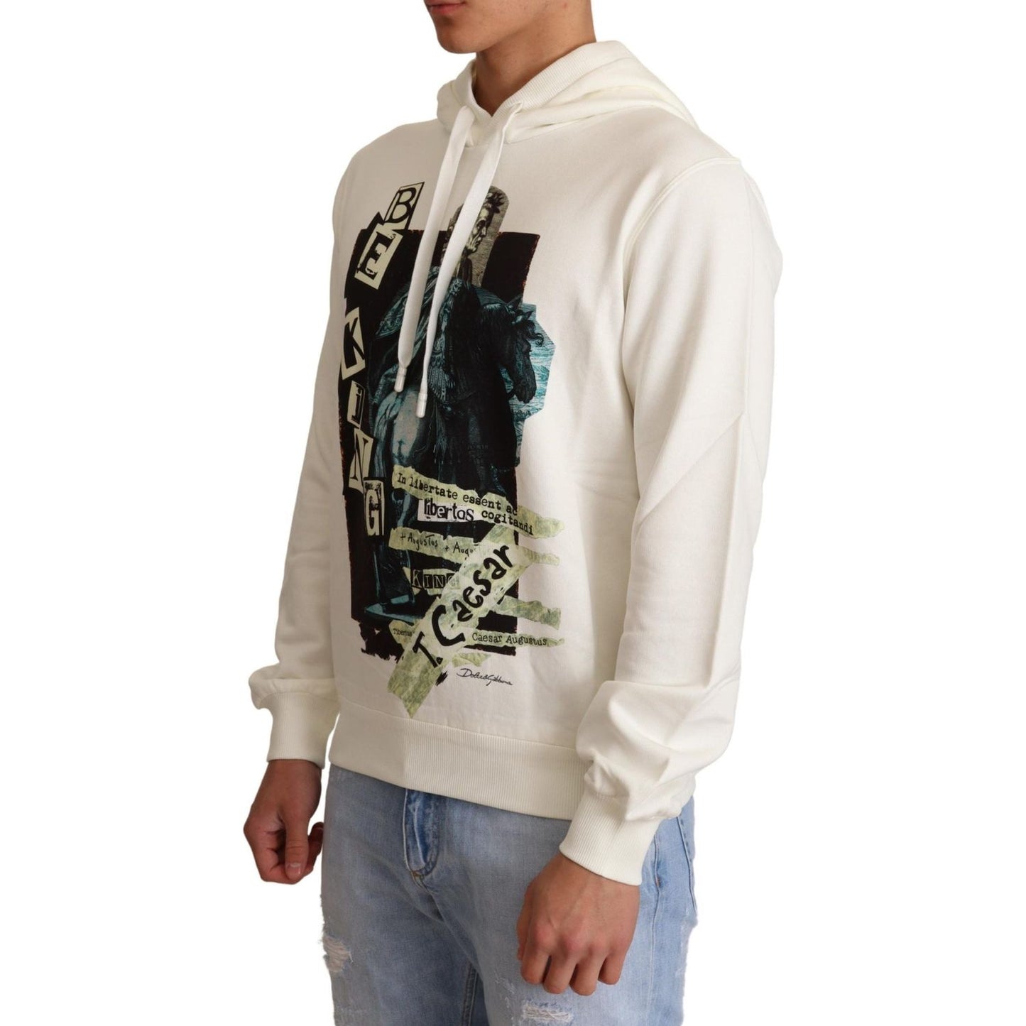 Dolce & Gabbana Regal King Motif Hooded Pullover Sweater Dolce & Gabbana Gray