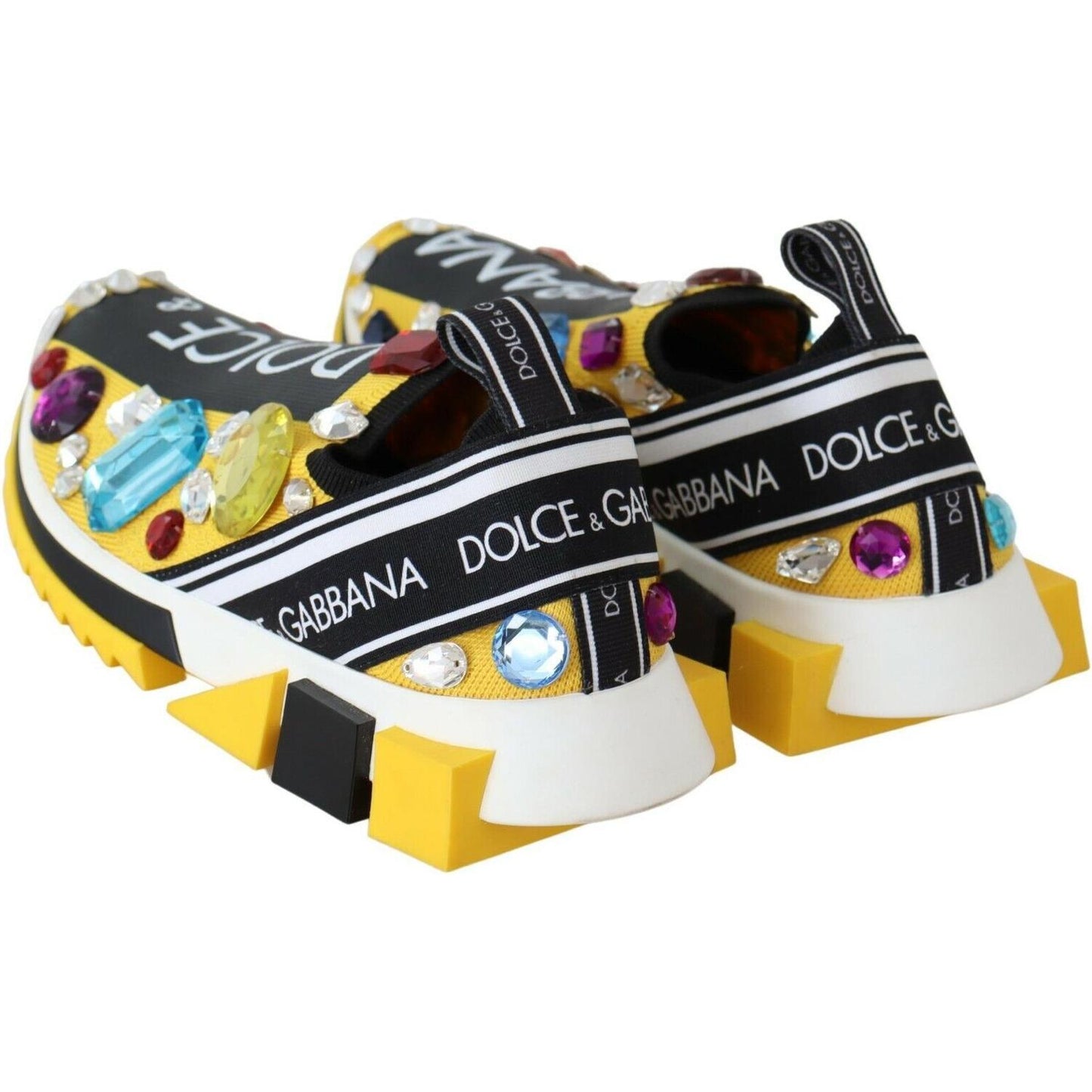 Dolce & Gabbana Embellished Yellow Sorrento Sneakers Dolce & Gabbana Black
