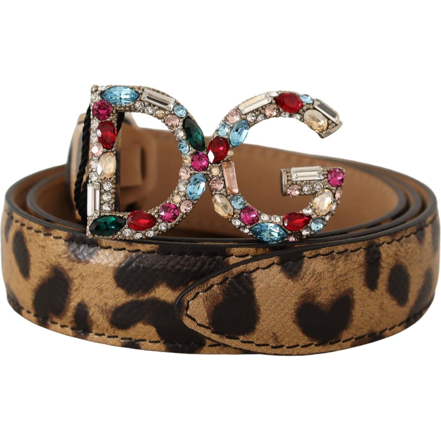 Dolce & Gabbana Elegant Crystal-Embellished Leopard Belt Dolce & Gabbana Dark Olive Green