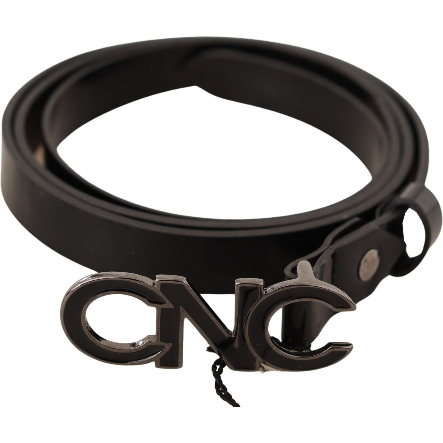 Costume National Black Leather Letter Logo Buckle Belt WOMAN BELTS