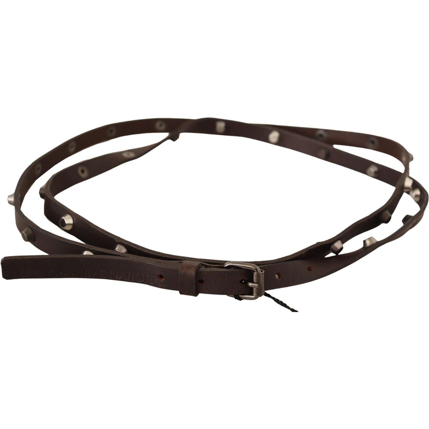 Costume National Chic Brown Leather Fashion Belt with Silver Buckle Costume National Dark Slate Gray