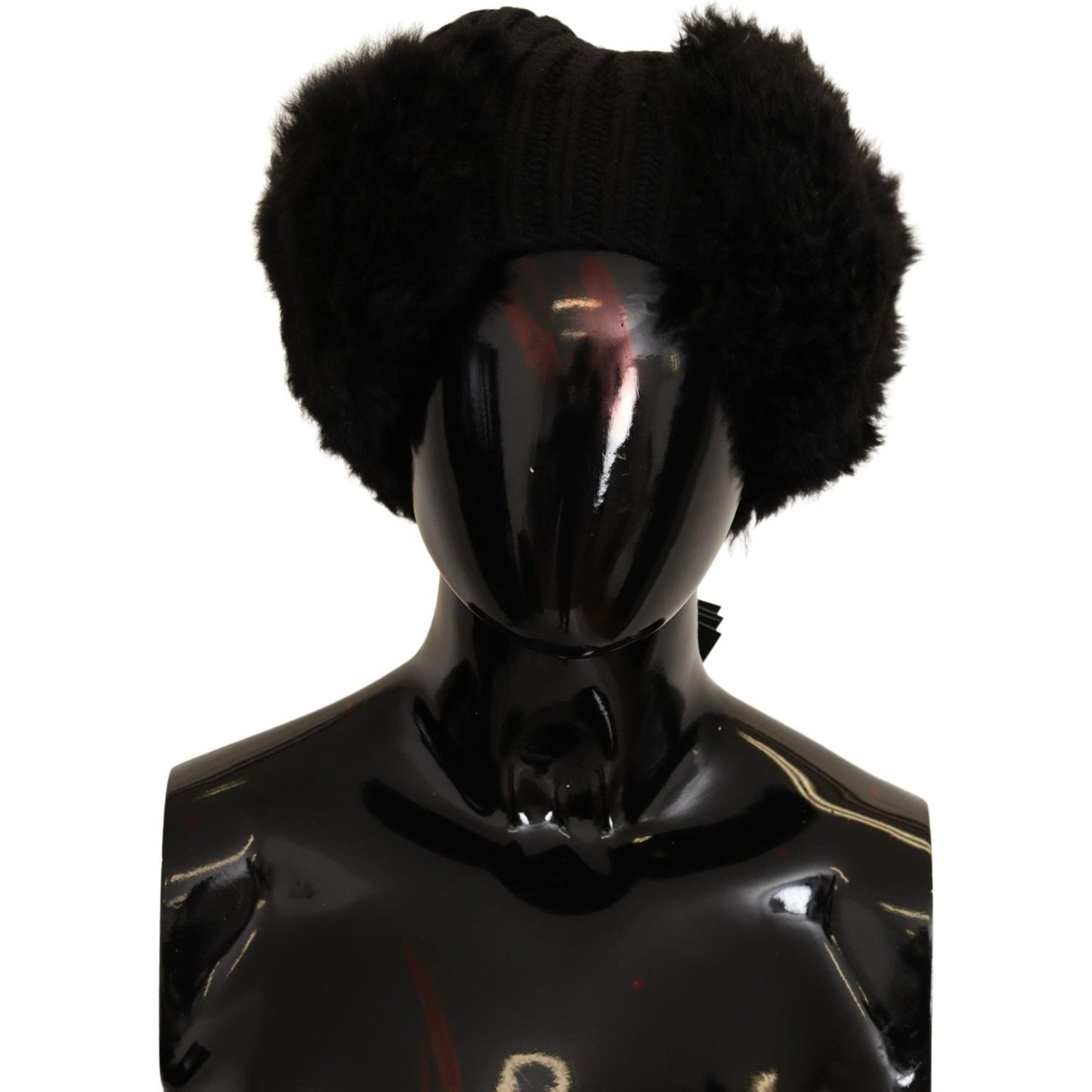 Dolce & Gabbana Black Cashmere Fur Women Beanie Women Hat Beanie Hat