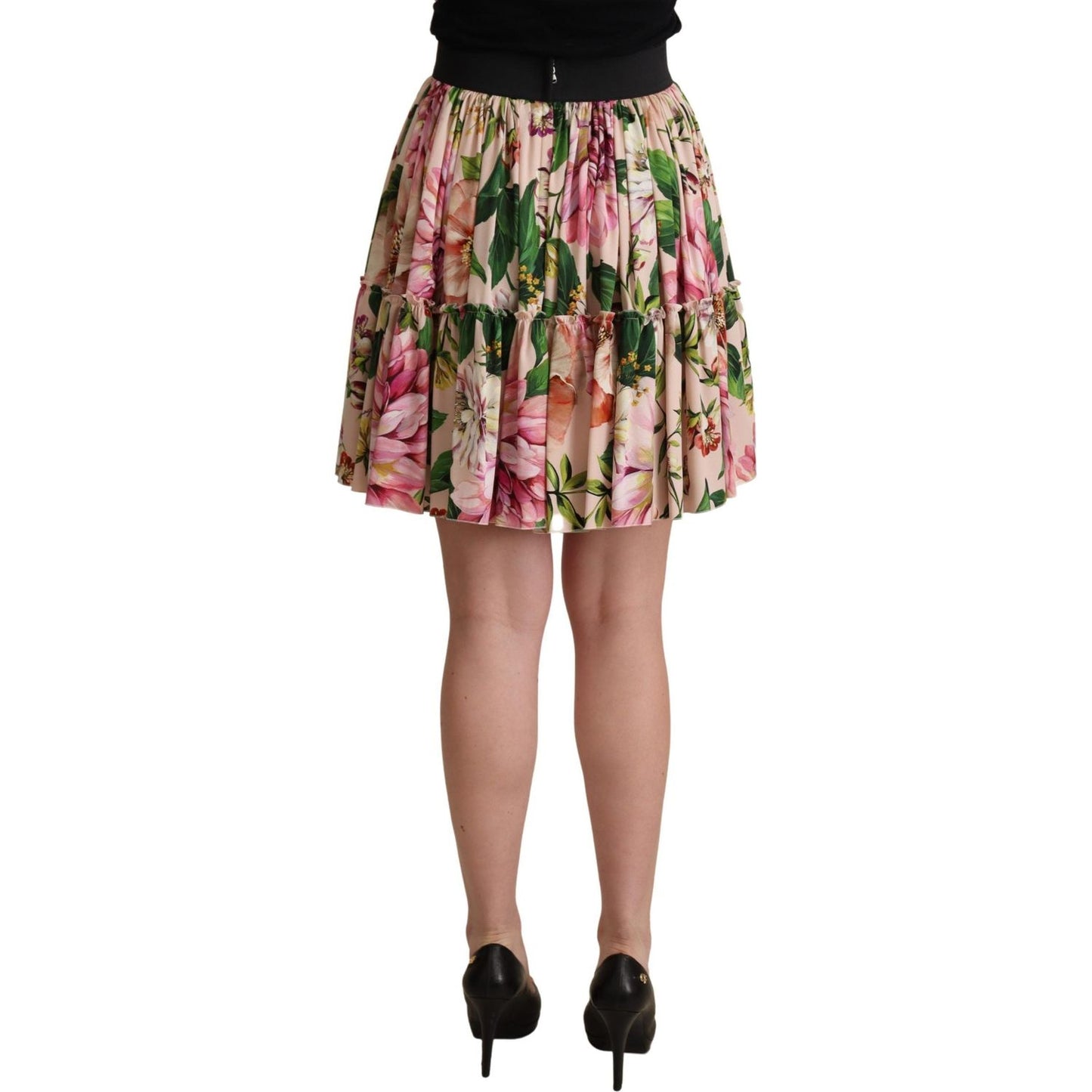 Dolce & Gabbana Elegant Floral Silk High Waist Mini Skirt Dolce & Gabbana Rosy Brown