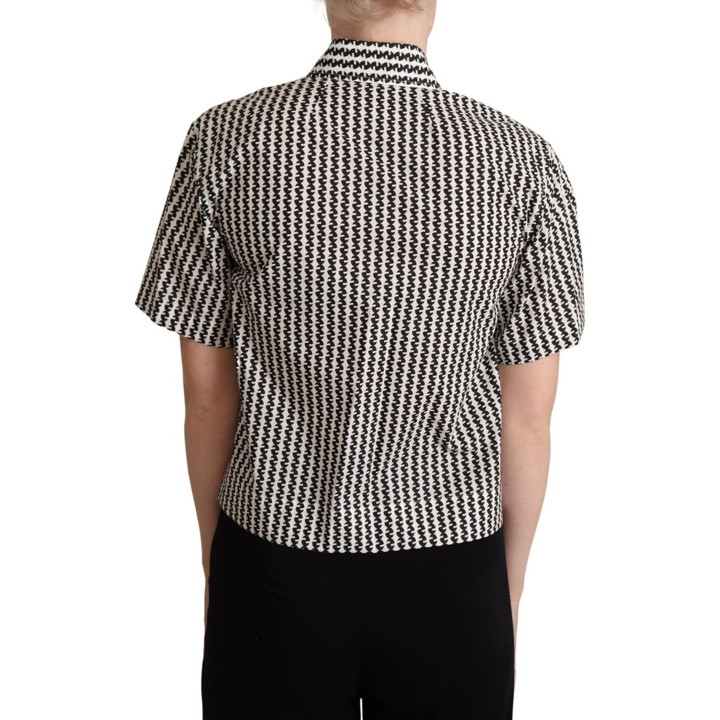 Dolce & Gabbana Elegant Black and White Patterned Cotton Polo Dolce & Gabbana Light Gray