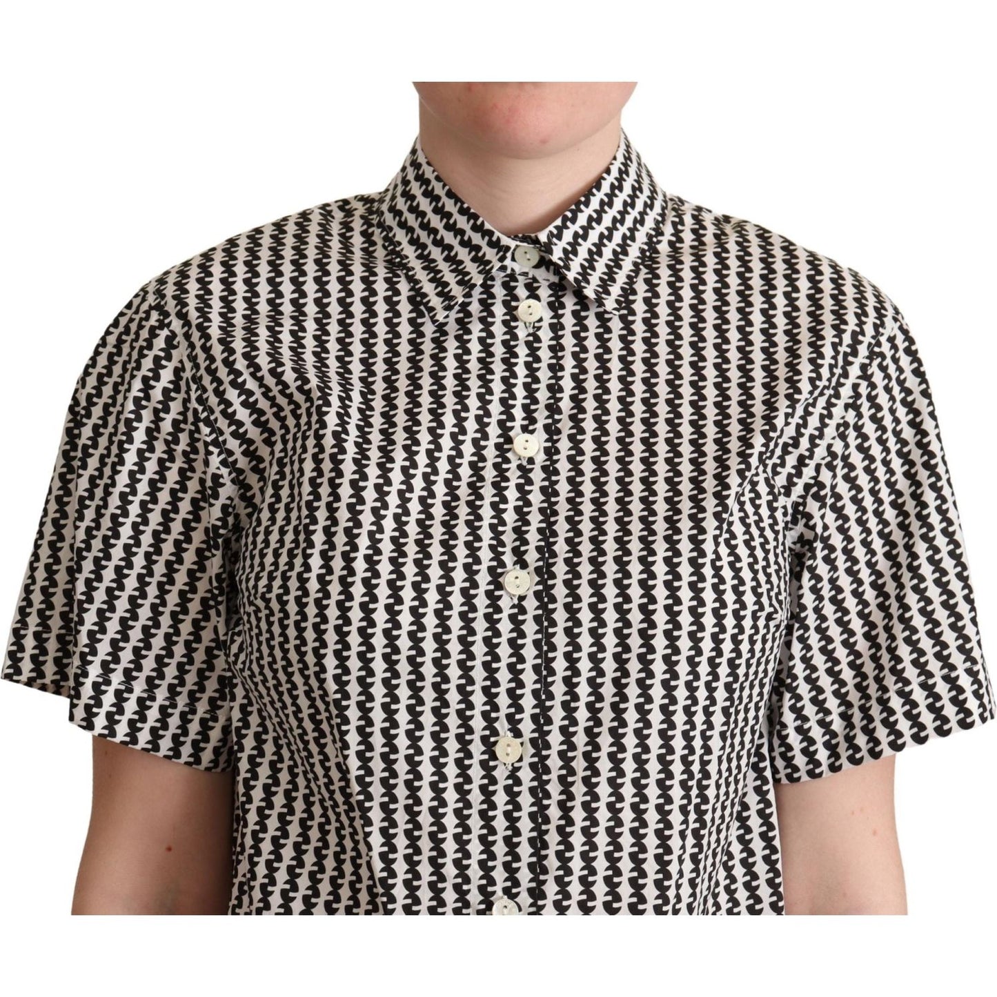 Dolce & Gabbana Elegant Black and White Patterned Cotton Polo Dolce & Gabbana Gray