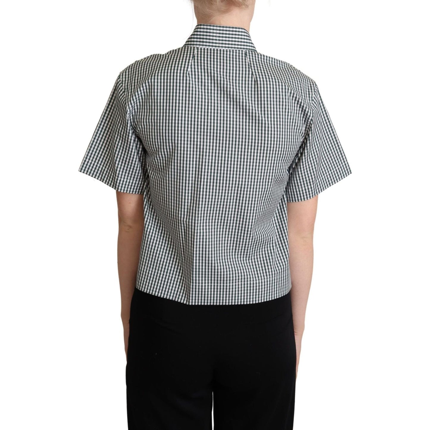 Dolce & Gabbana Elegant Checkered Cotton Polo Top Dolce & Gabbana Dark Slate Gray