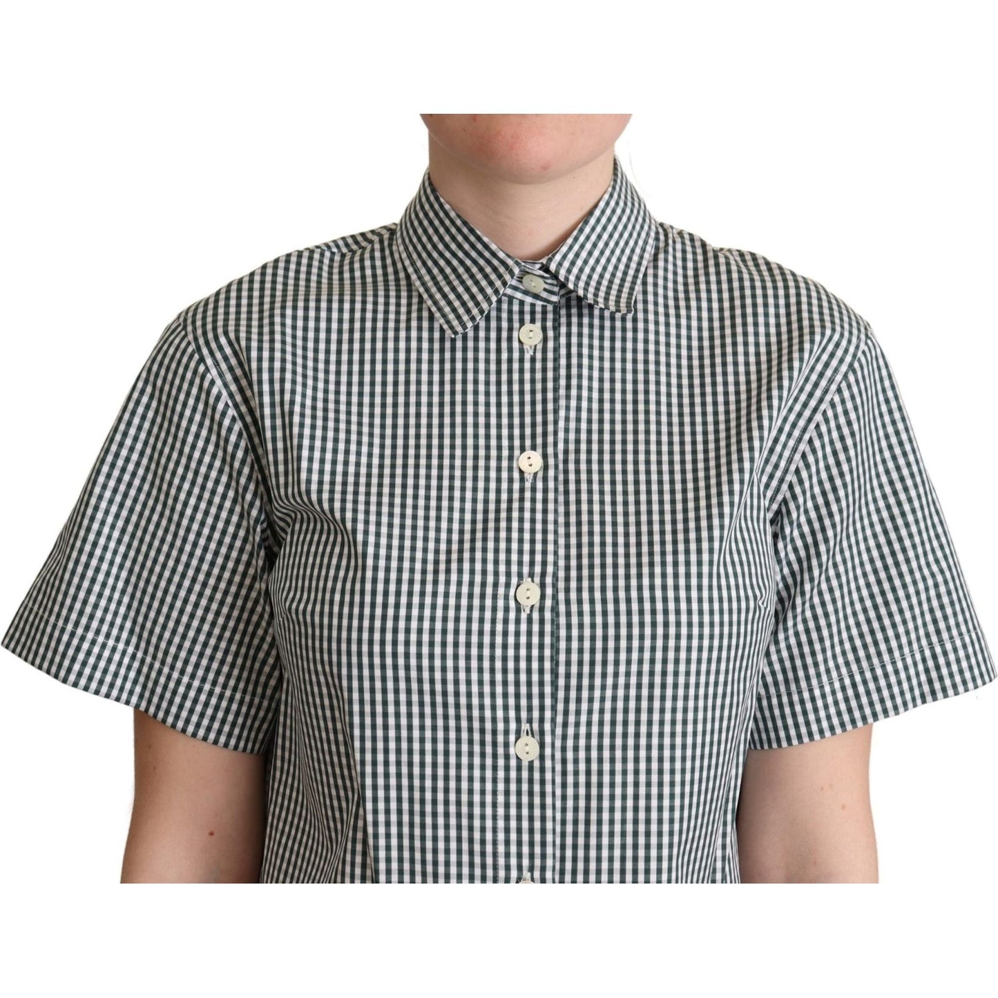 Dolce & Gabbana Elegant Checkered Cotton Polo Top Dolce & Gabbana Gray